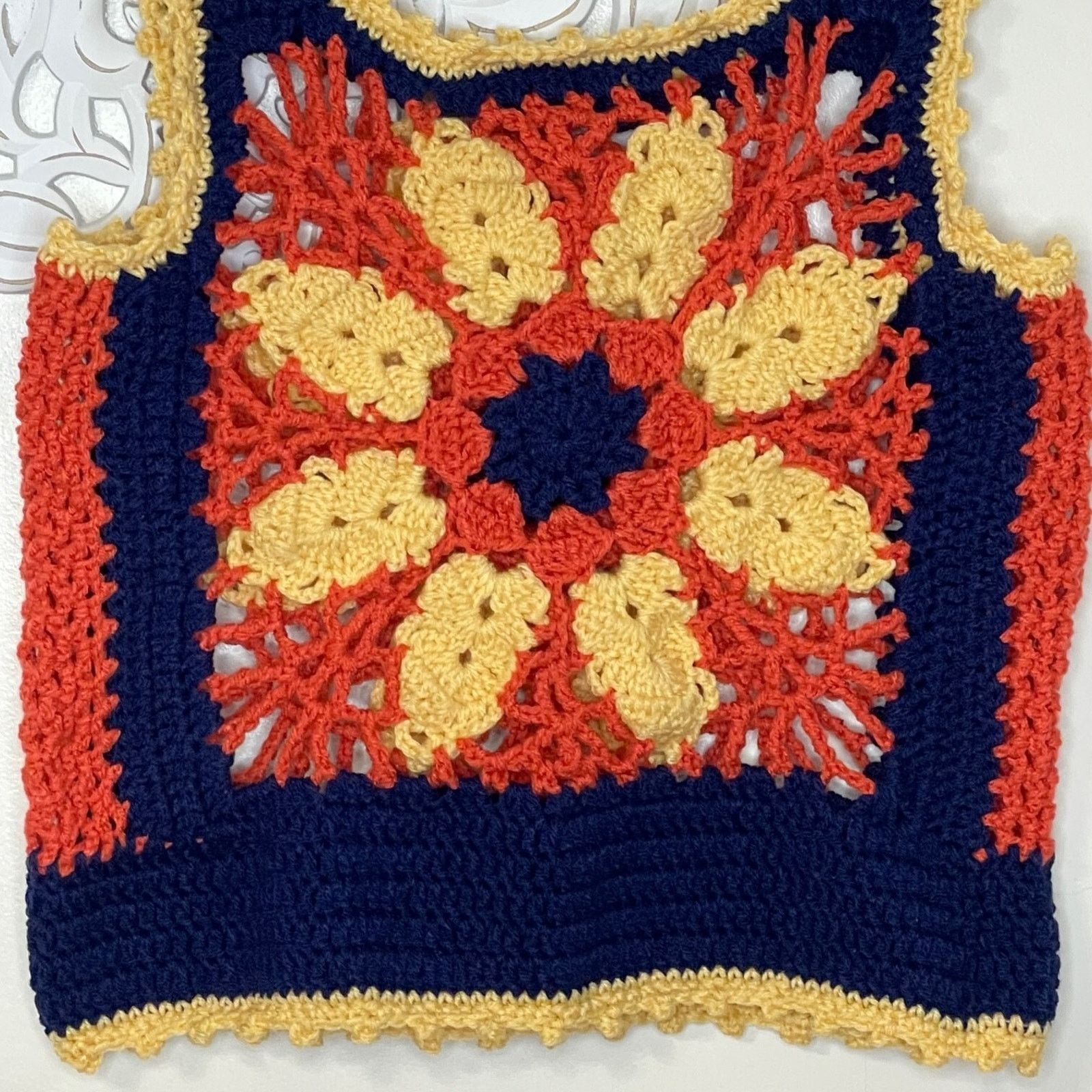 Other Vintage 1970's M / L Crochet Gypsy Hugger Tank Granny Square Size L / US 10 / IT 46 - 5 Thumbnail
