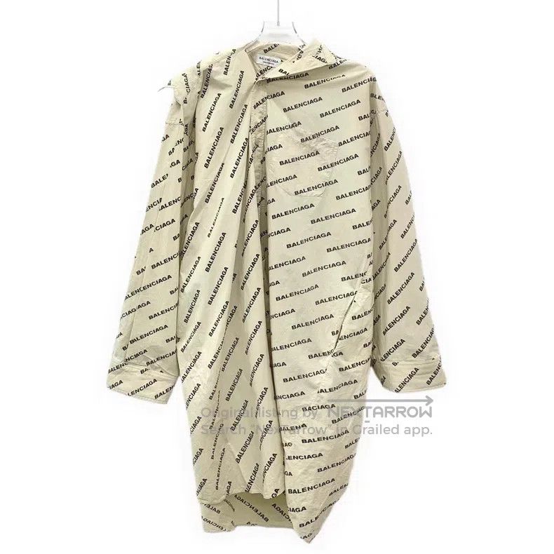 Balenciaga Balenciaga Khaki logo lettering print cotton long-sleeve a Size XXS / US 00 / IT 34 - 1 Thumbnail