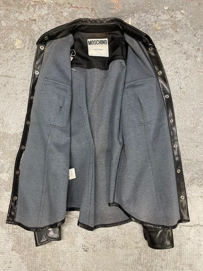 Designer × Moschino × Vintage Moschino Sleek Eco Leather Black Shirt Size S / US 4 / IT 40 - 5 Thumbnail