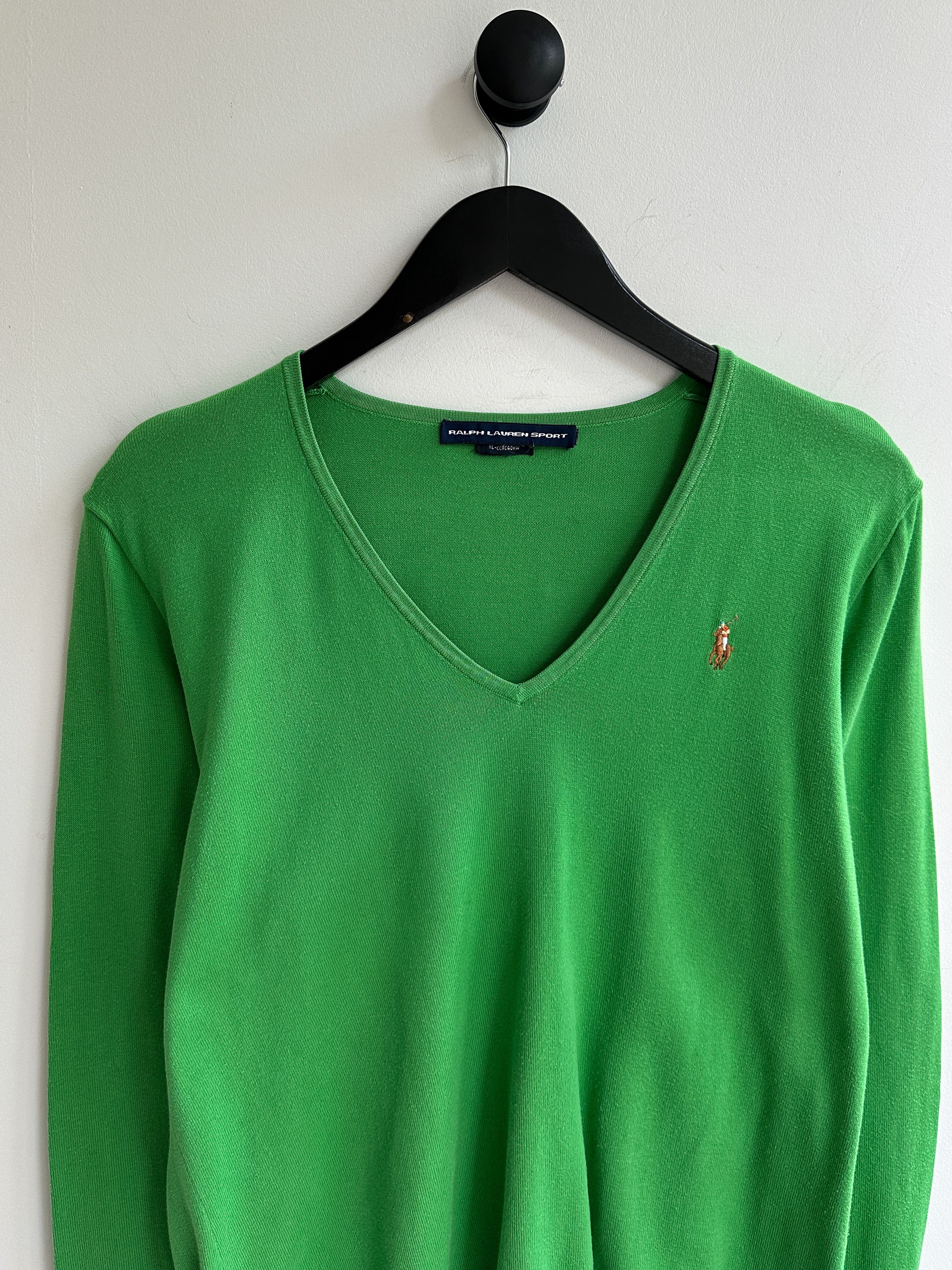Polo Ralph Lauren Vintage Polo Ralph Lauren Green V Neck Sweater Jumper Size L / US 10 / IT 46 - 2 Thumbnail