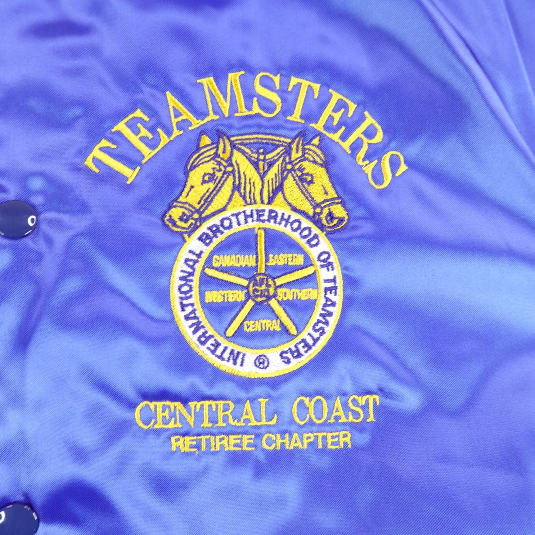 Vintage Vintage Teamsters Jacket Mens Large Blue Satin Quilted Central Coast Bomber Coat Size US L / EU 52-54 / 3 - 3 Thumbnail