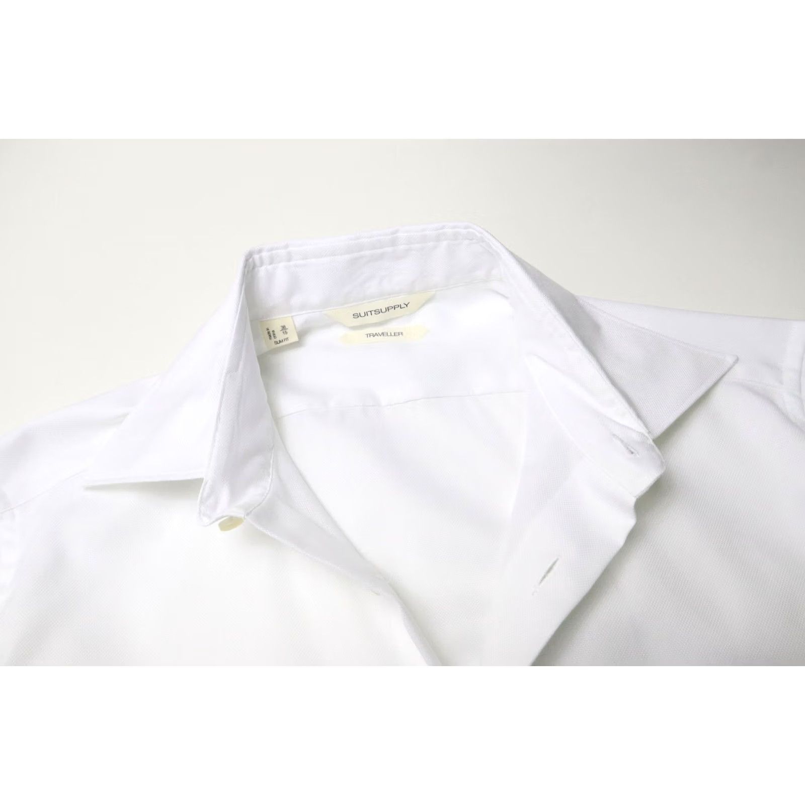 Suitsupply Suitsupply Traveller Slim Fit Formal Shirt Men's 38/15 White Spread Collar Shirt Slim 100% Cotton Dress Shirt Men Mens Size 38R - 4 Thumbnail