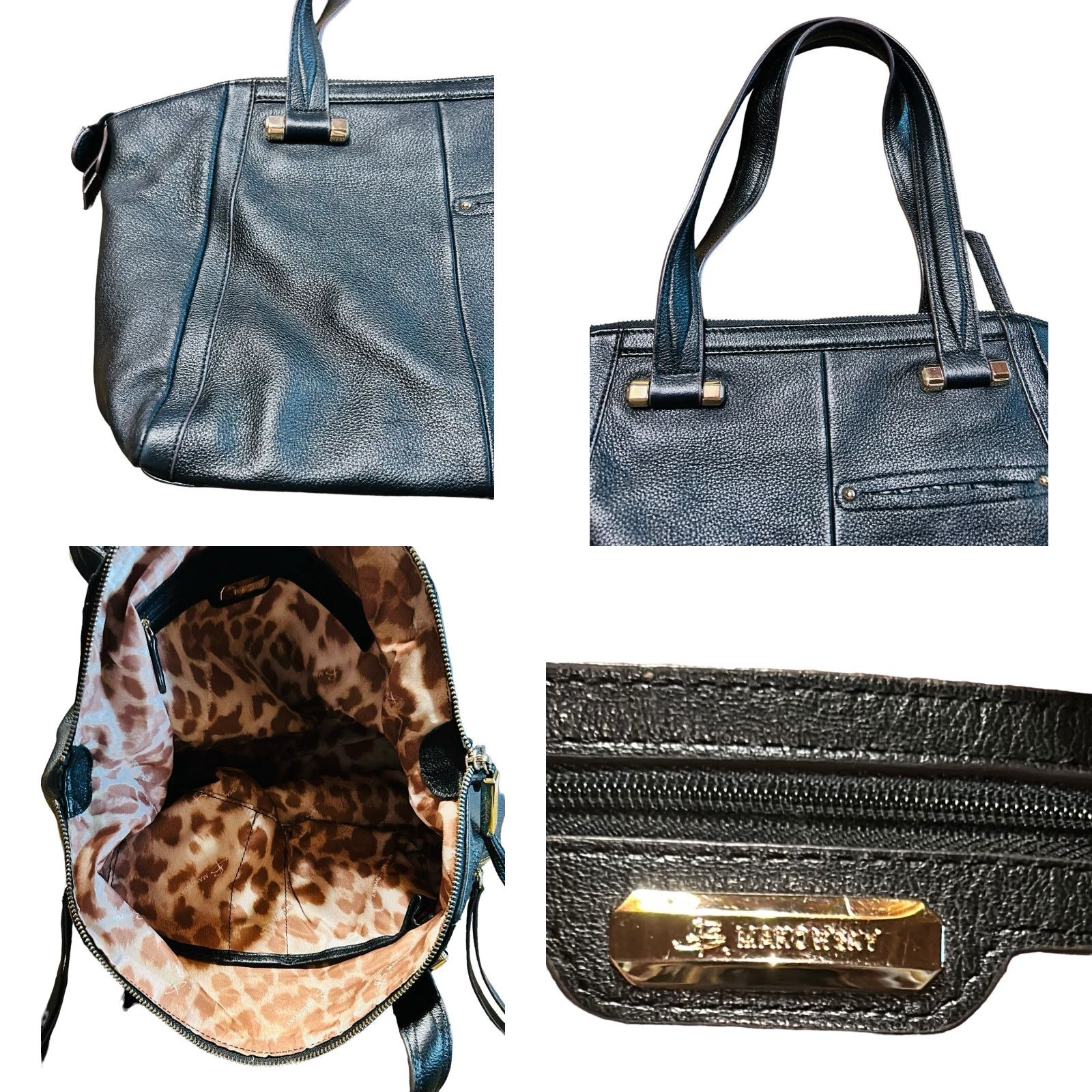 Vintage VINTAGE Black Pebbled Leather Shoulder Bag Hobo Purse Handbag Zippers Women B. Makowsky Size ONE SIZE - 9 Thumbnail