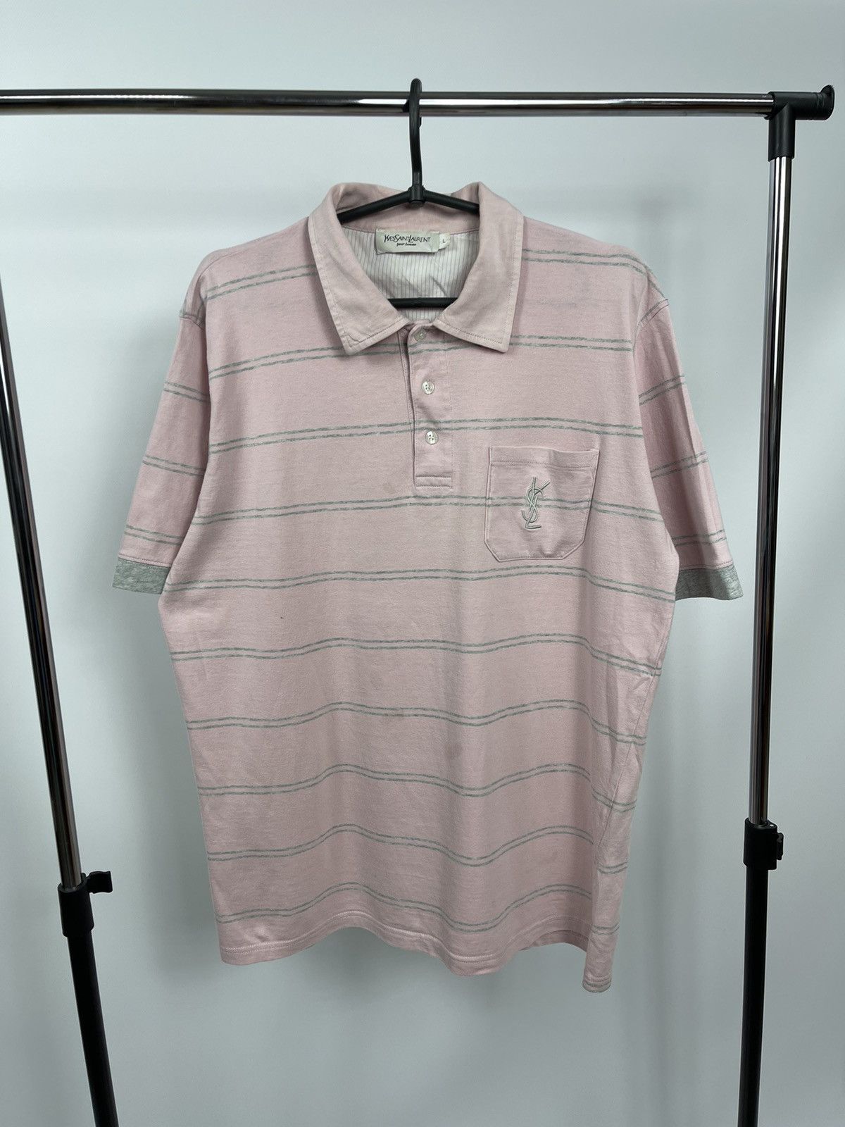 Yves Saint Laurent Yves Saint Laurent Polo Size L Big Logo Vintage 90s Pink Size US L / EU 52-54 / 3 - 1 Thumbnail