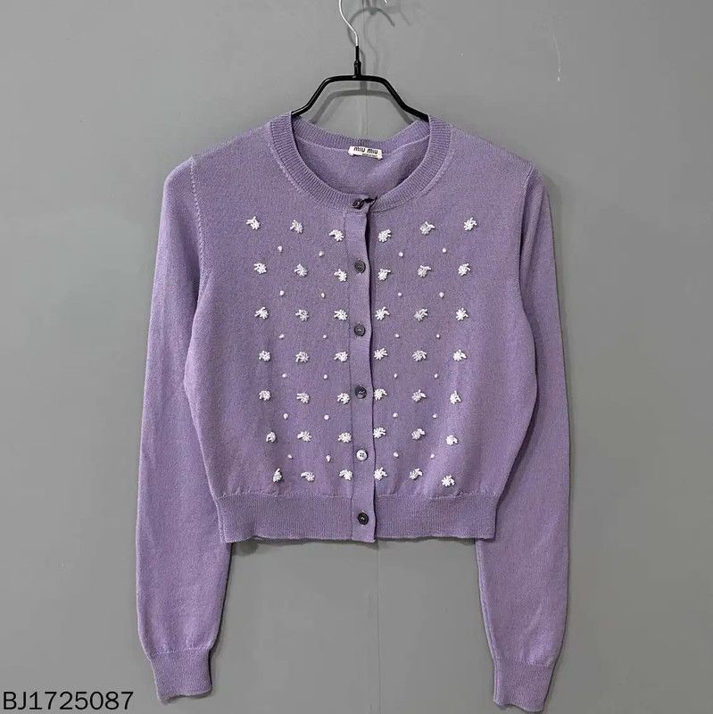 Miu Miu Lavender Knit Cardigan with Embellishments 0089