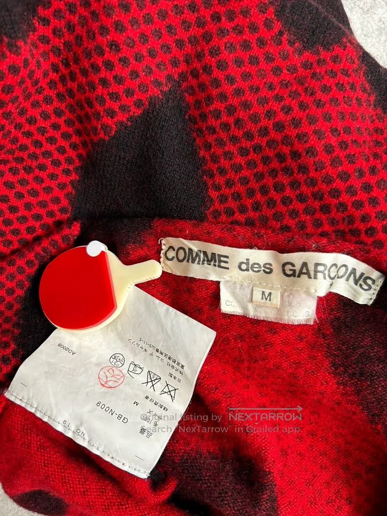 Comme Des Garcons Red and black heart wool knitted sweater