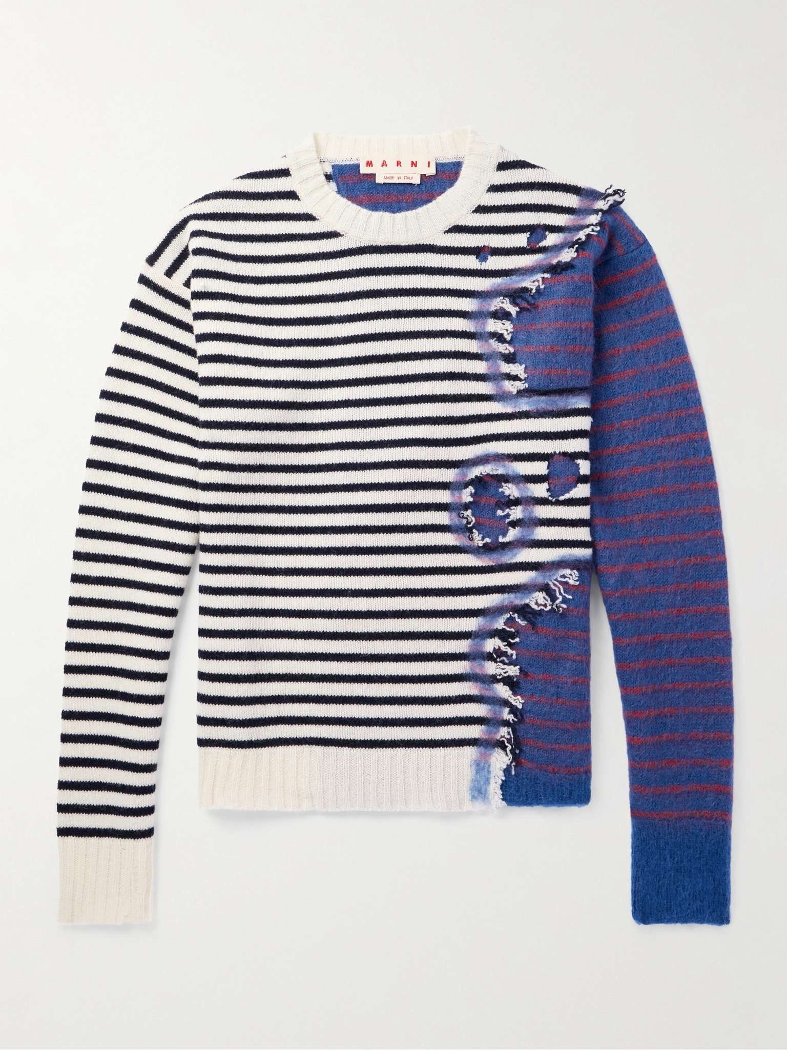 Marni o1w1db11125 Patchwork Striped Wool Sweater in Multicolor Size US L / EU 52-54 / 3 - 2 Thumbnail