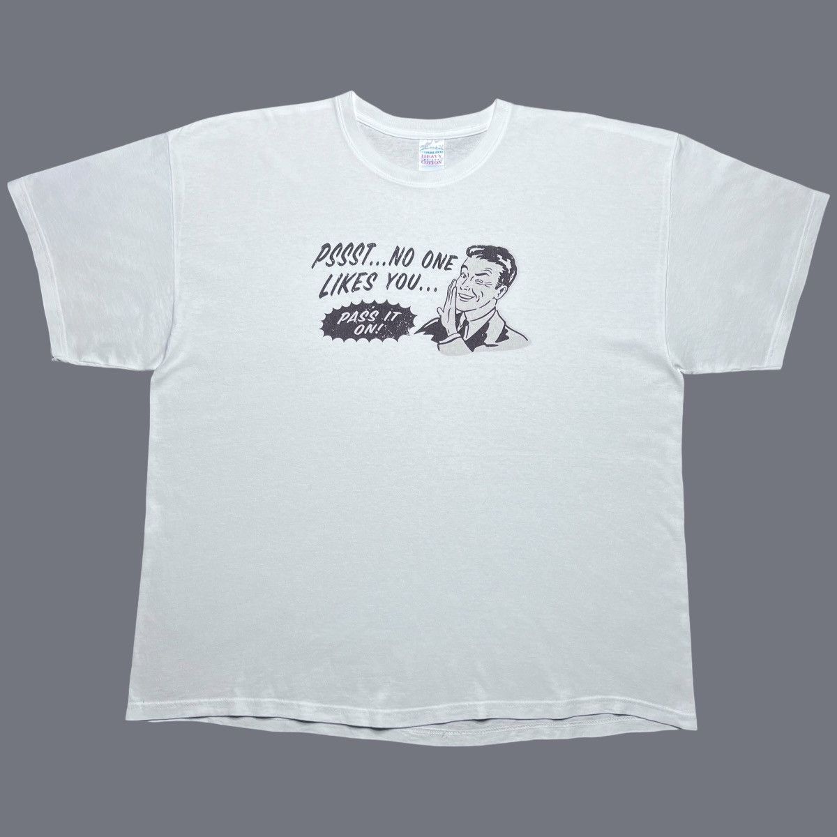 Vintage Vintage 90s Pssst No One Likes You Pass It On Funny Art Tee Size US XXL / EU 58 / 5 - 1 Thumbnail