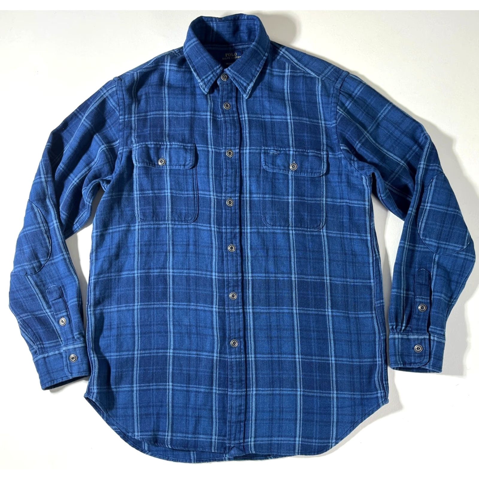Polo Ralph Lauren Polo Ralph Lauren Men's Plaid Flannel Shirt - Button-Up, Long Sleeve, Elbow Patches, Size L, Blue, Classic Fit Size US L / EU 52-54 / 3 - 3 Thumbnail