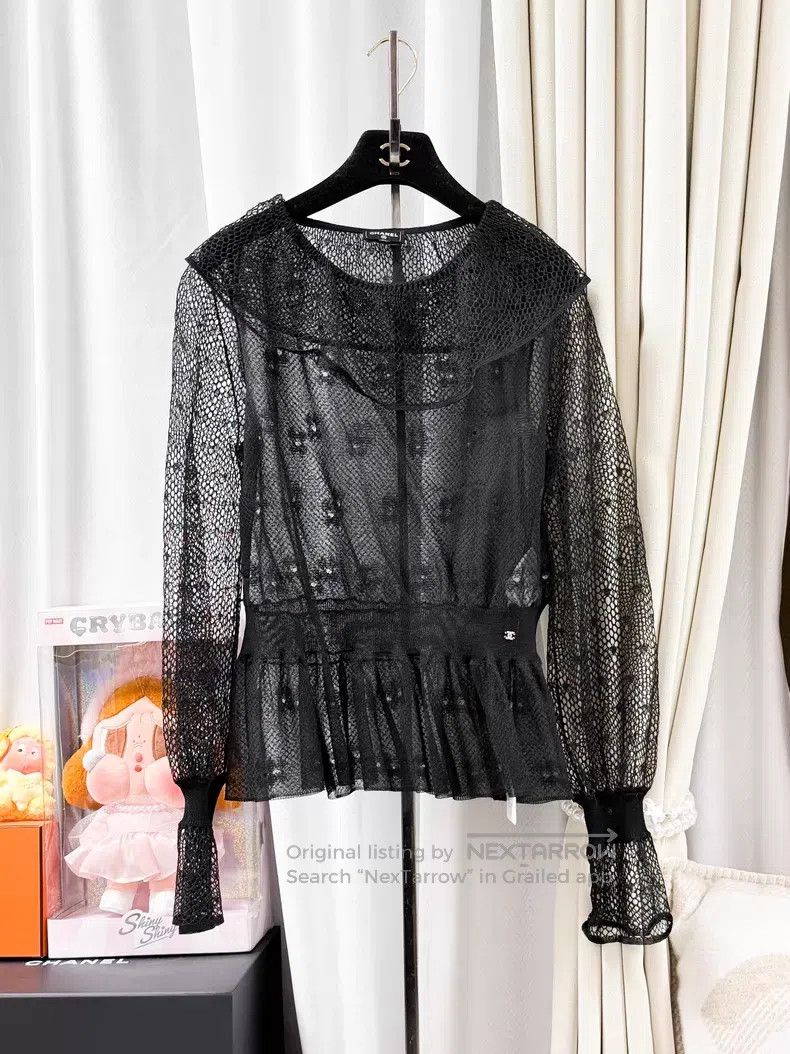 Chanel Chanel Lace transparent ruffle long sleeves Size XS / US 0-2 / IT 36-38 - 1 Thumbnail