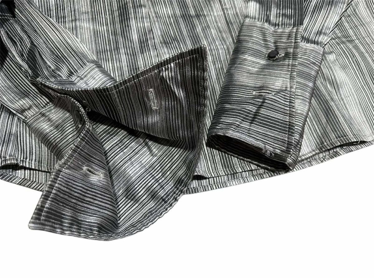 5351 POUR LES HOMMES 🔥Y2K Tornado Mart Shirt Striped Metallic Silver Steampunk Size US M / EU 48-50 / 2 - 7 Thumbnail
