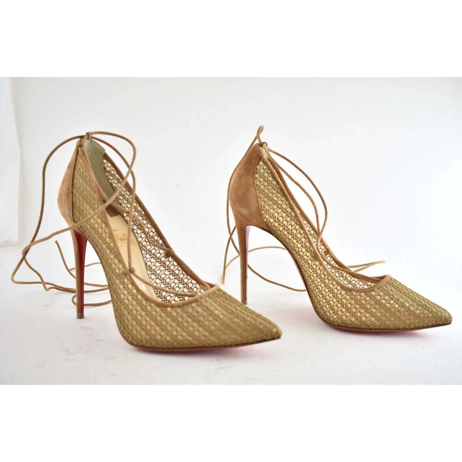 Christian Louboutin Peropik 100 Biscotto Brown Suede Lace Up Tie Heel Pump 40 Size US 10 / IT 40 - 3 Thumbnail