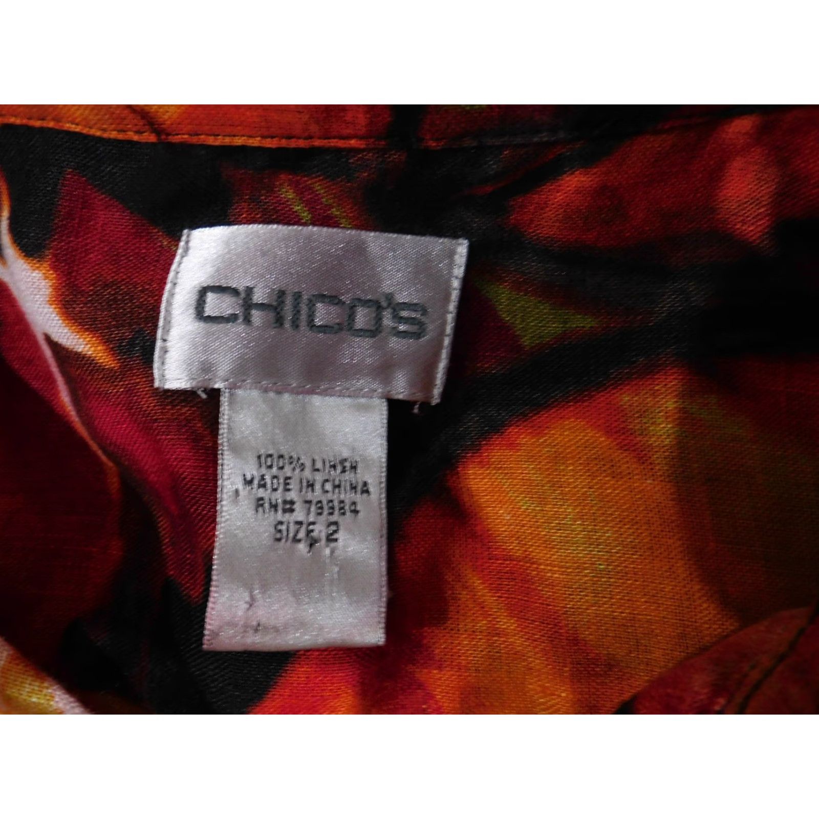Vintage Chicos Blouse Shirt Womens 2 Orange Red Floral Linen Button Up Tunic Top Blouse Womens Regular 2 Orange Red Floral Linen Button Up Tunic Top Size XS / US 0-2 / IT 36-38 - 5 Thumbnail