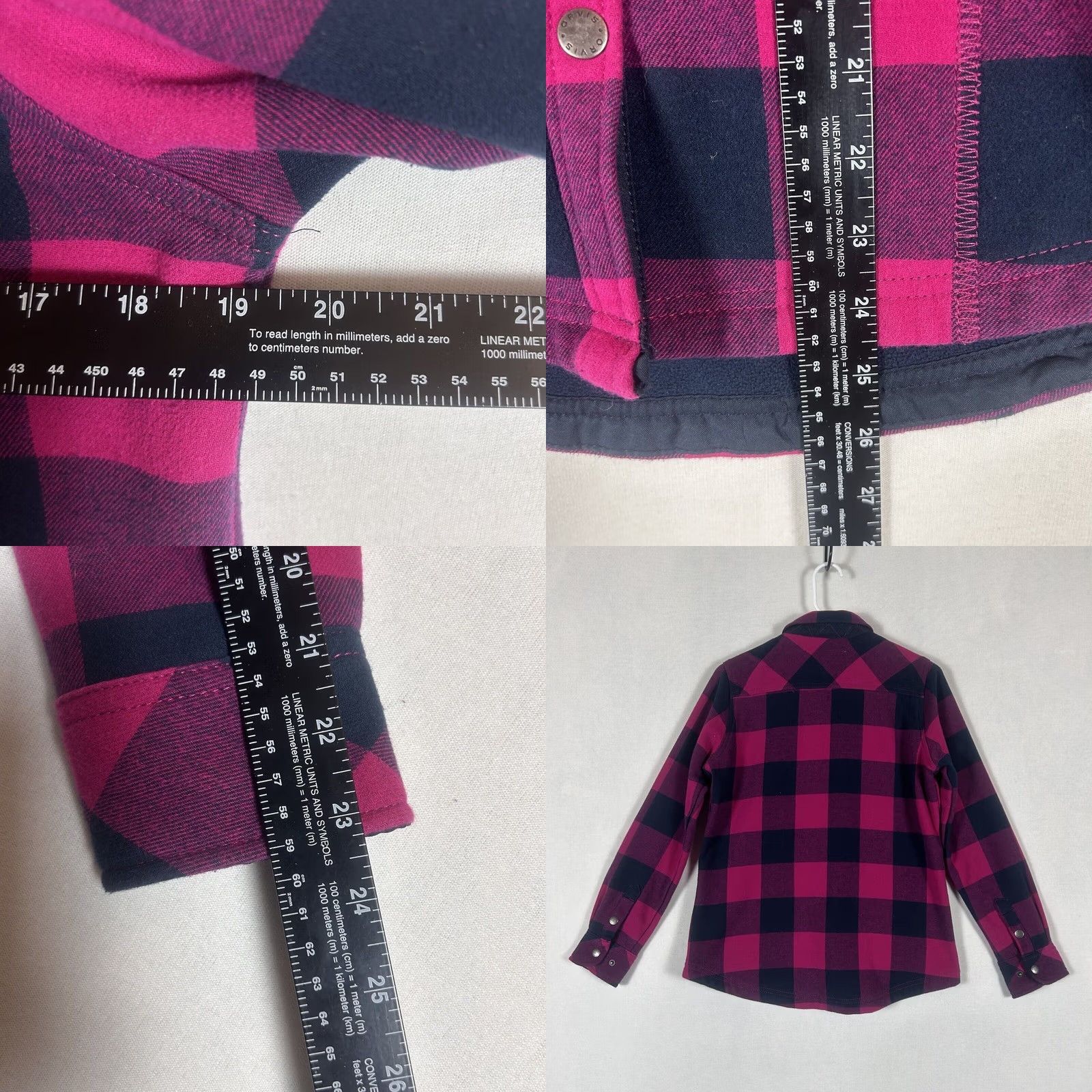 Orvis Orvis Womens Small Fuchsia Plaid Flannel Lined Snap Button Shacket Jacket Shirt Cap Size S / US 4 / IT 40 - 8 Thumbnail