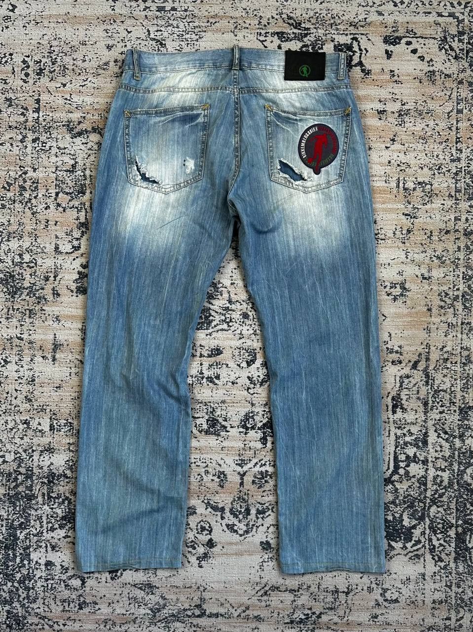 Dirk Bikkembergs Bikkembergs Distressed Vintage Blue Baggy Jeans Size US 33 - 13 Thumbnail
