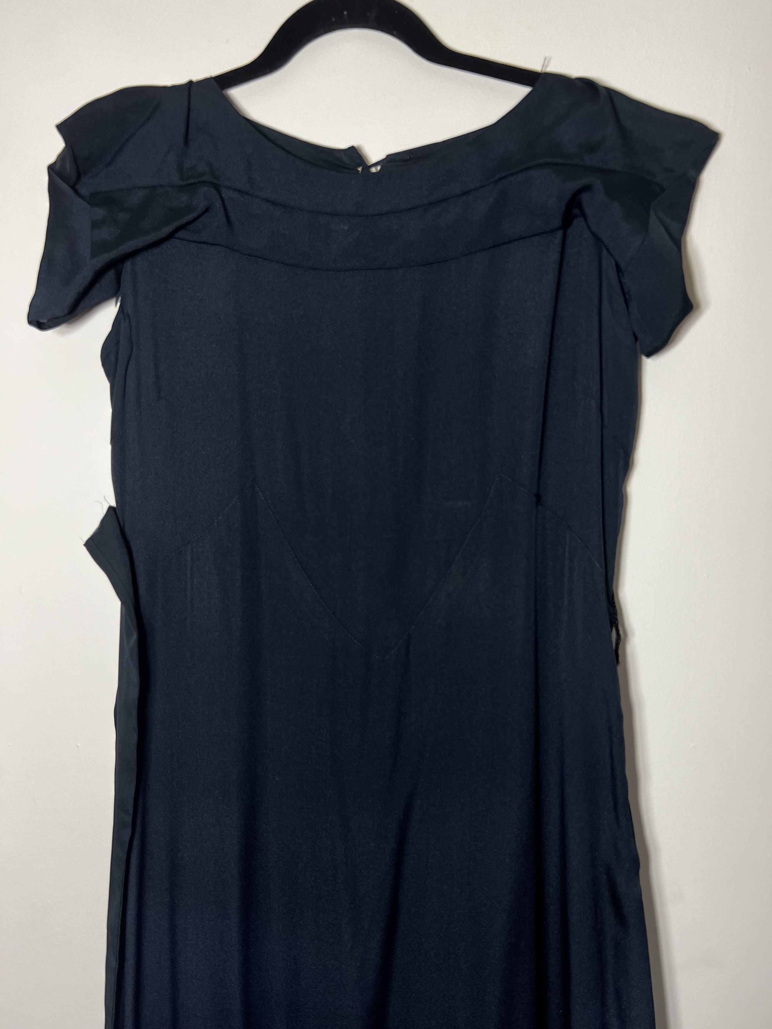 Other × Vintage Vintage 1940's Dark Blue Gown w White Bakelite Buttons Size M / US 6-8 / IT 42-44 - 3 Thumbnail