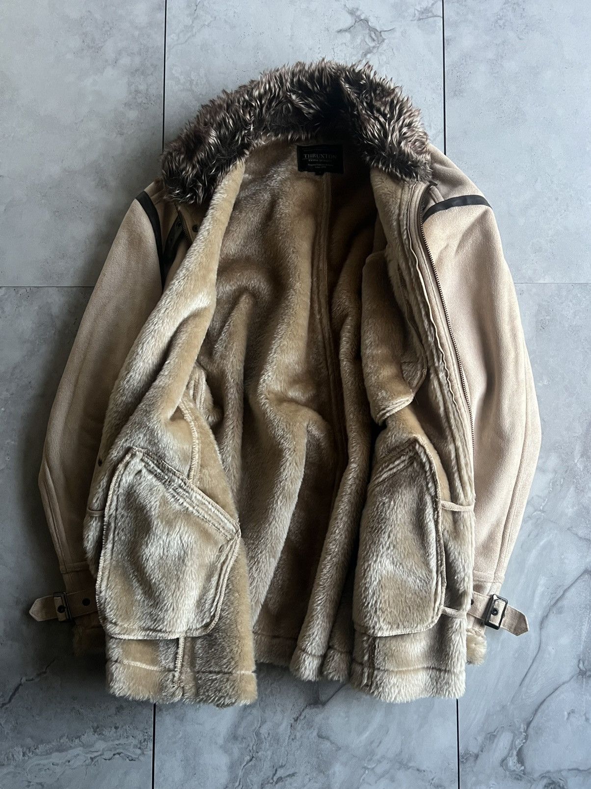 Japanese Brand Thruxton Suede Fur Trim Jacket Size US L / EU 52-54 / 3 - 3 Thumbnail
