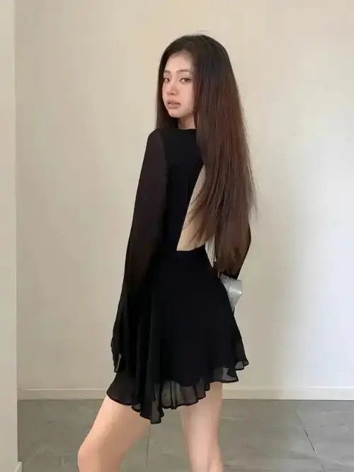 Japanese Brand × Vintage ck Dress Women Elegant Back Hollow Out Lace-up Long Sleeve Size L / US 10 / IT 46 - 2 Thumbnail