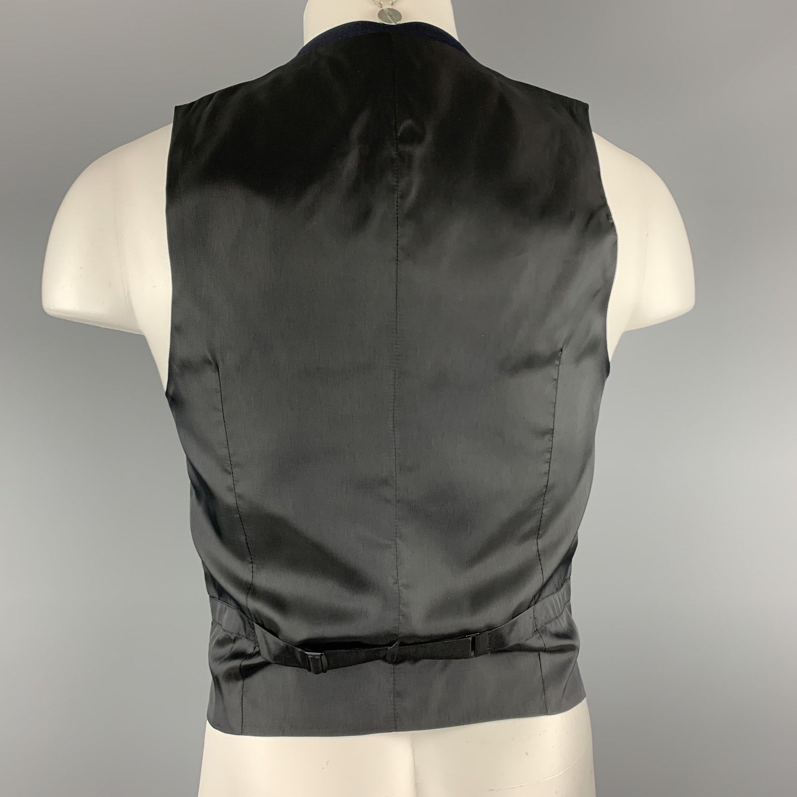 The Kooples THE KOOPLES Size 36 Navy & Black Wool Buttoned Vest Size 36R - 4 Thumbnail