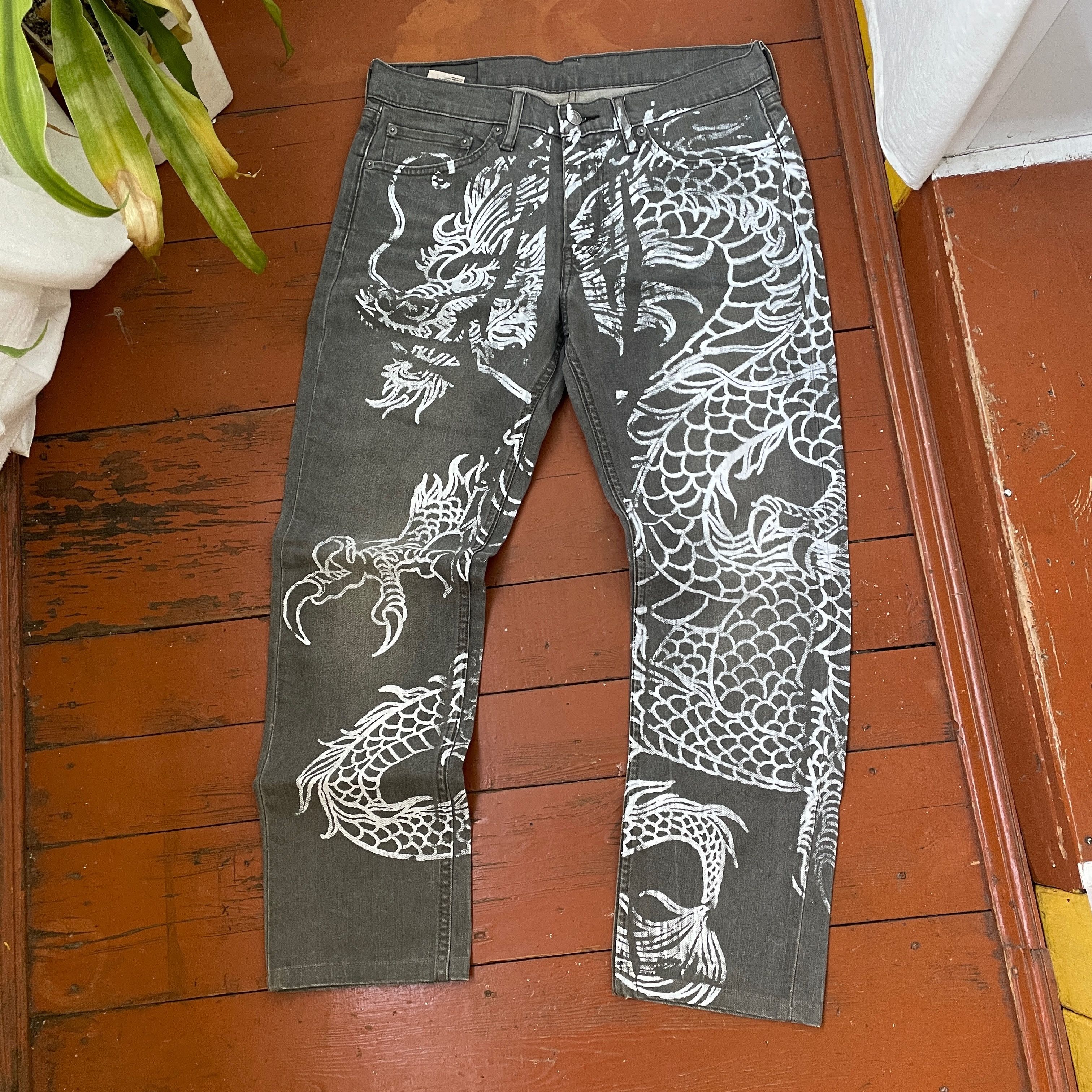 Levi's Custom Levi's pants dragon art opium faded distressed y2k Size US 32 / EU 48 - 6 Thumbnail