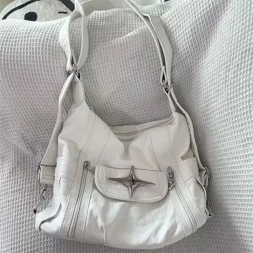 VIBE Solid Messenger Bag PU Leather Cute Star Tote Bag y2k Size ONE SIZE - 2 Thumbnail