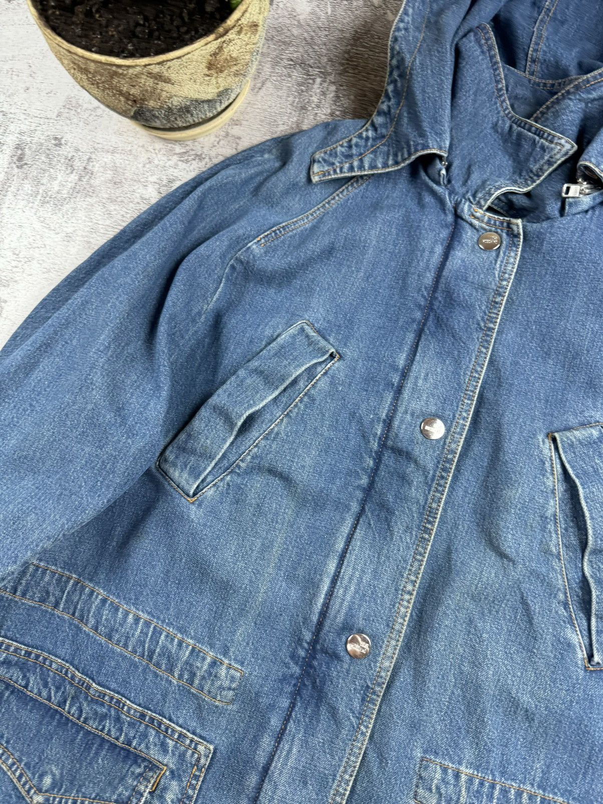 Love Moschino Moschino Made in Italy Denim Jeans Trench Coat Jacket Size S / US 4 / IT 40 - 8 Thumbnail
