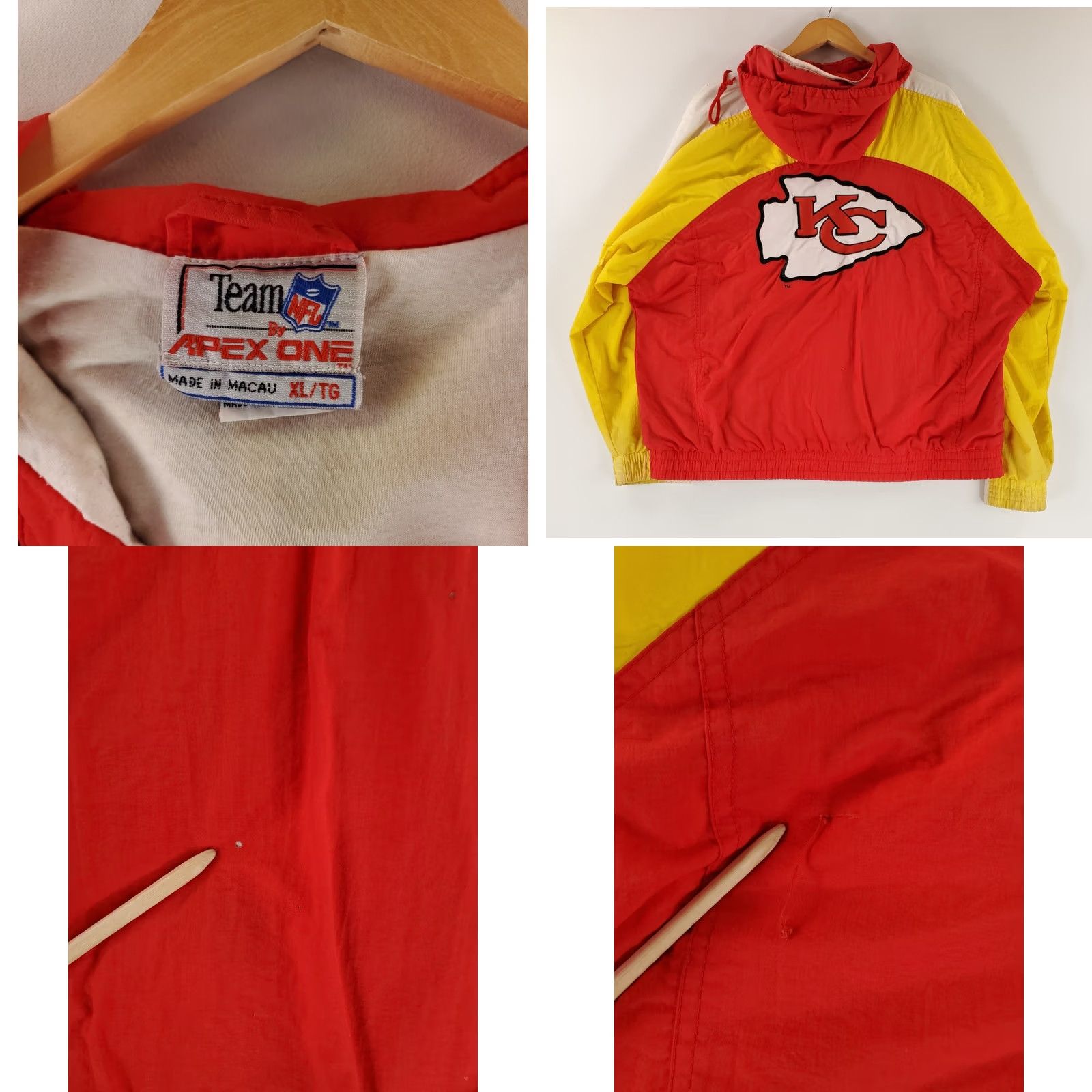 Vintage VINTAGE Apex One Jacket Kansas City Chiefs Windbreaker Red White Yellow Mens XL FLAWS Size US XL / EU 56 / 4 - 9 Thumbnail