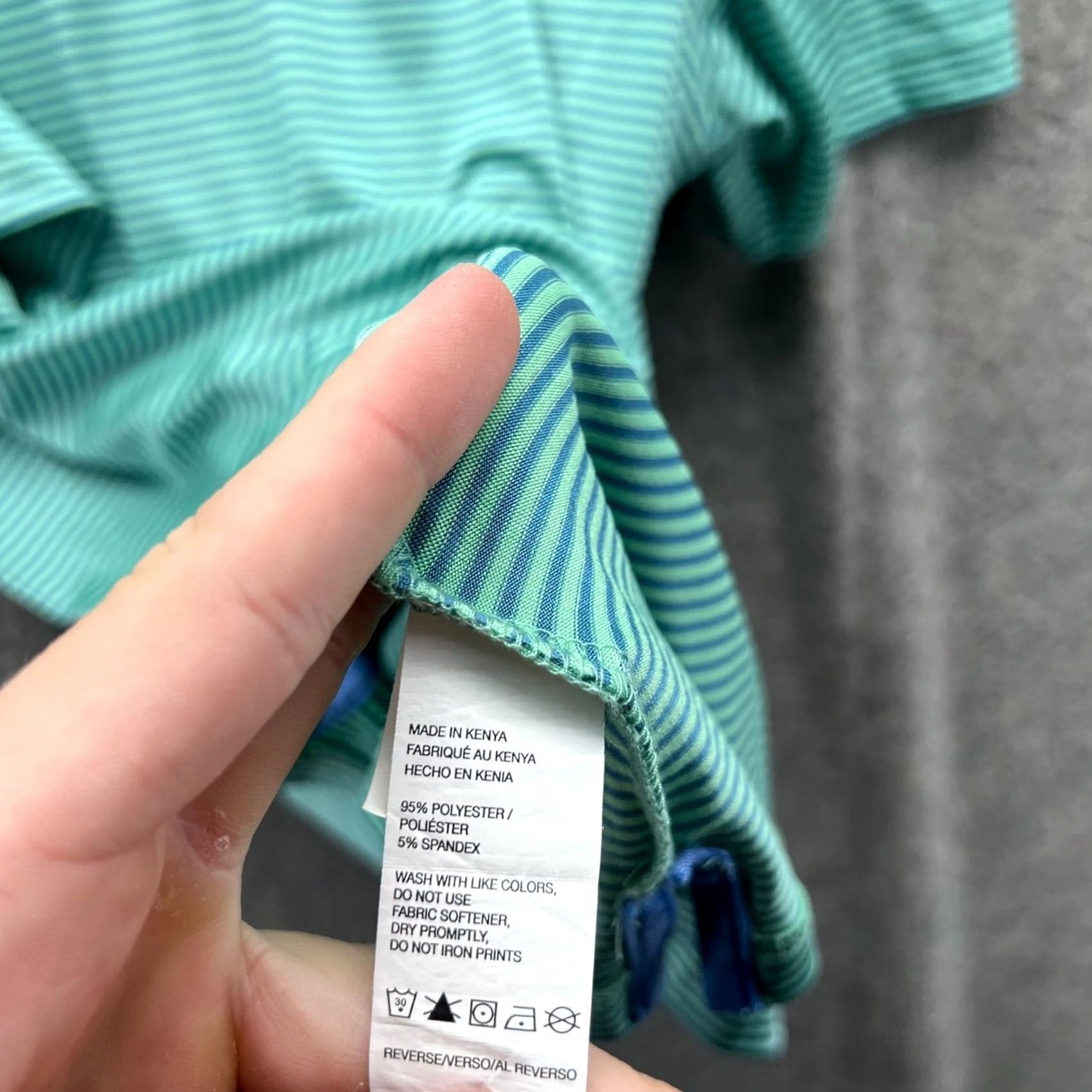 Izod IZOD Polo Shirt Men Medium Teal Blue Striped Polyester Golf Stretch Fit Shirt Size US M / EU 48-50 / 2 - 5 Thumbnail