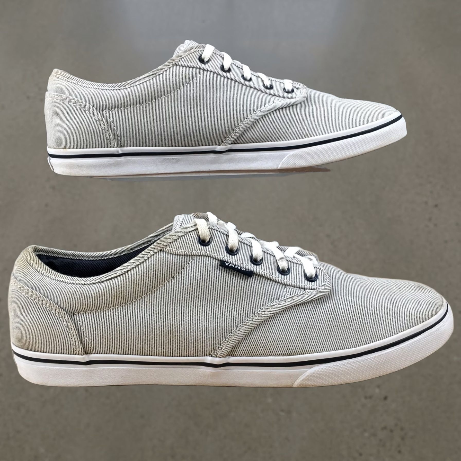 Vans VANS Shoes Womens 9 Off The Wall Lace Up Sneakers Low Top Pinstripe Gray Canvas Size M / US 6-8 / IT 42-44 - 1 Thumbnail