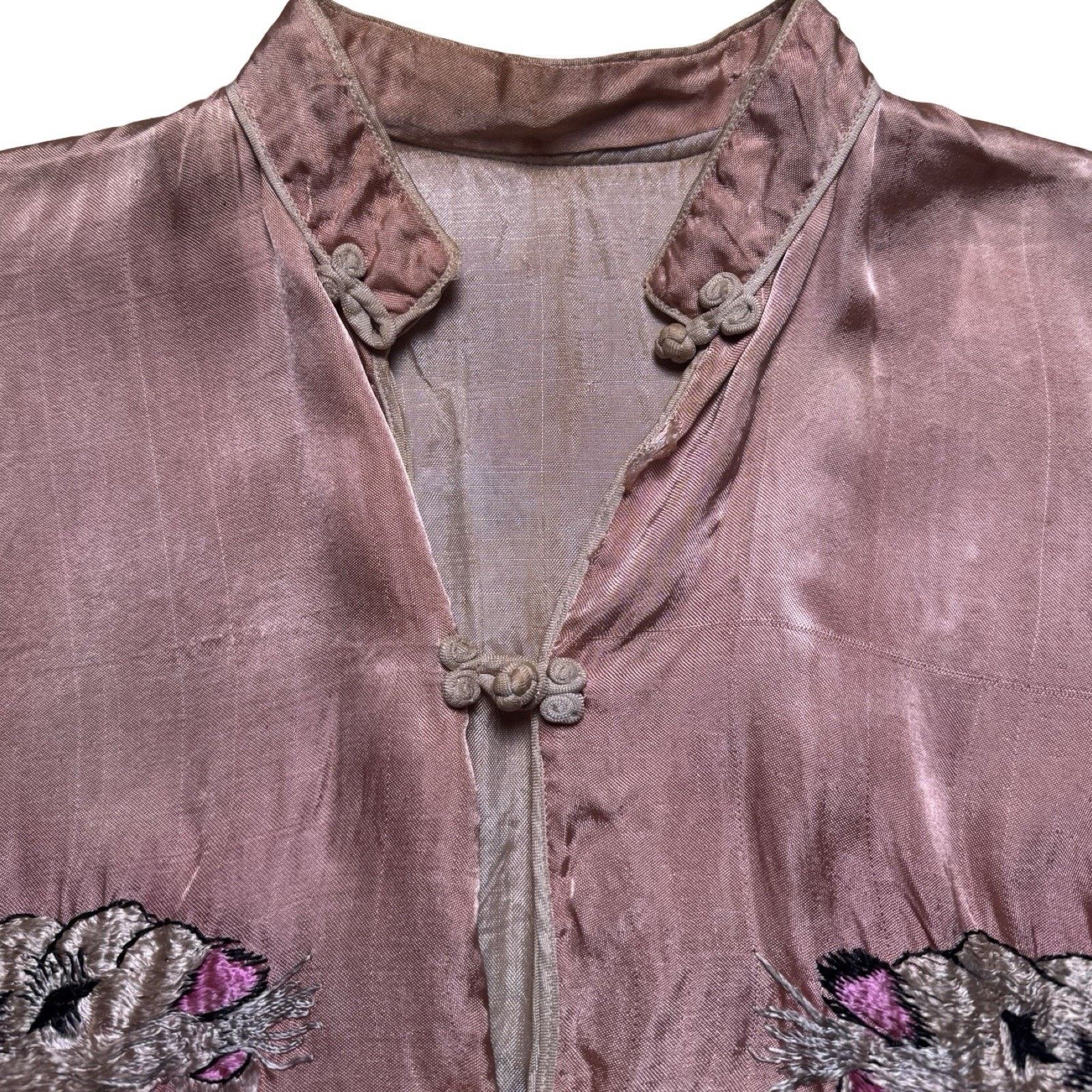 Vintage 1950s Japanese Sukajan Changshan Shirt Pink WWII