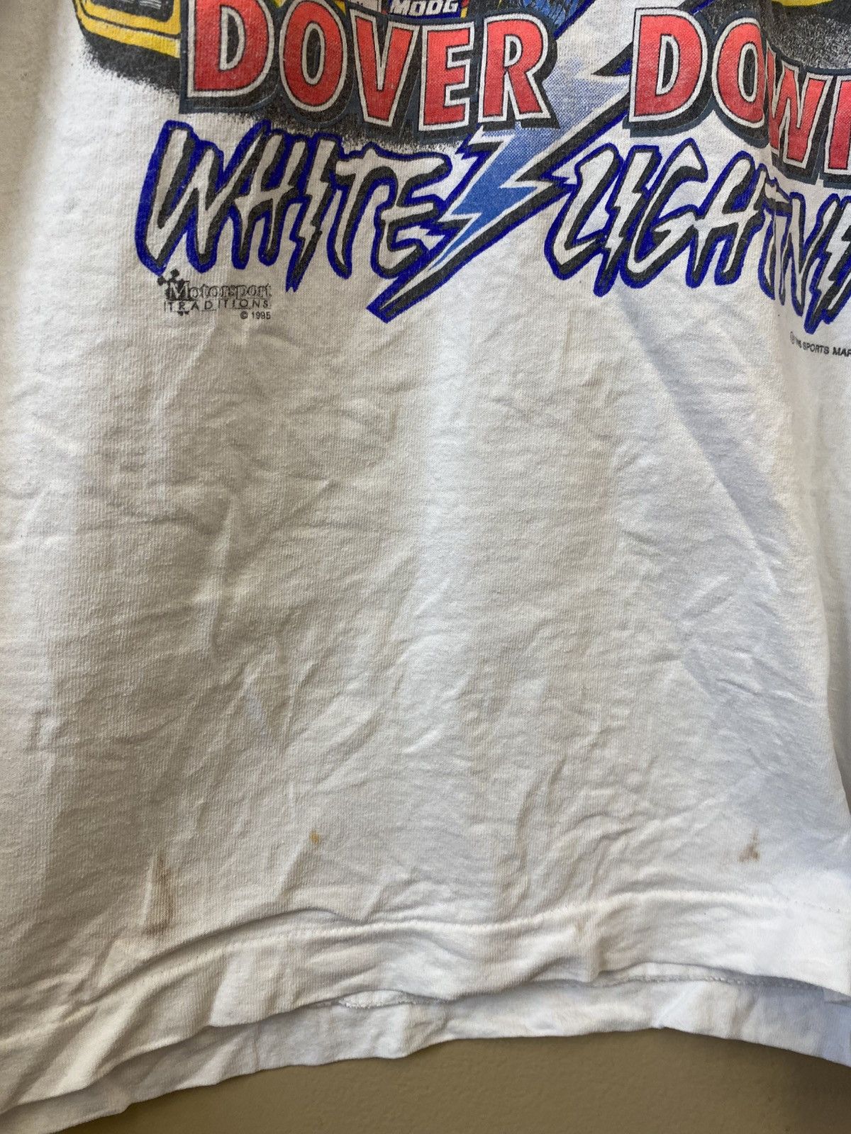 Vintage 1995 Sports Marketing Dover Downs White Lighting T-Short Size US XL / EU 56 / 4 - 9 Thumbnail