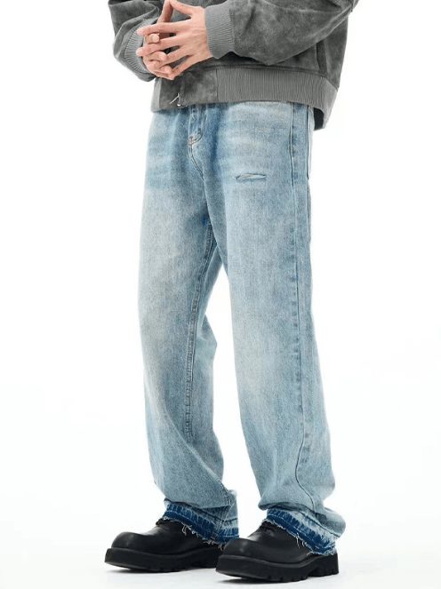 Japanese Brand × Jean Street washed straight loose versatile ripped jeans Size US 32 / EU 48 - 2 Thumbnail