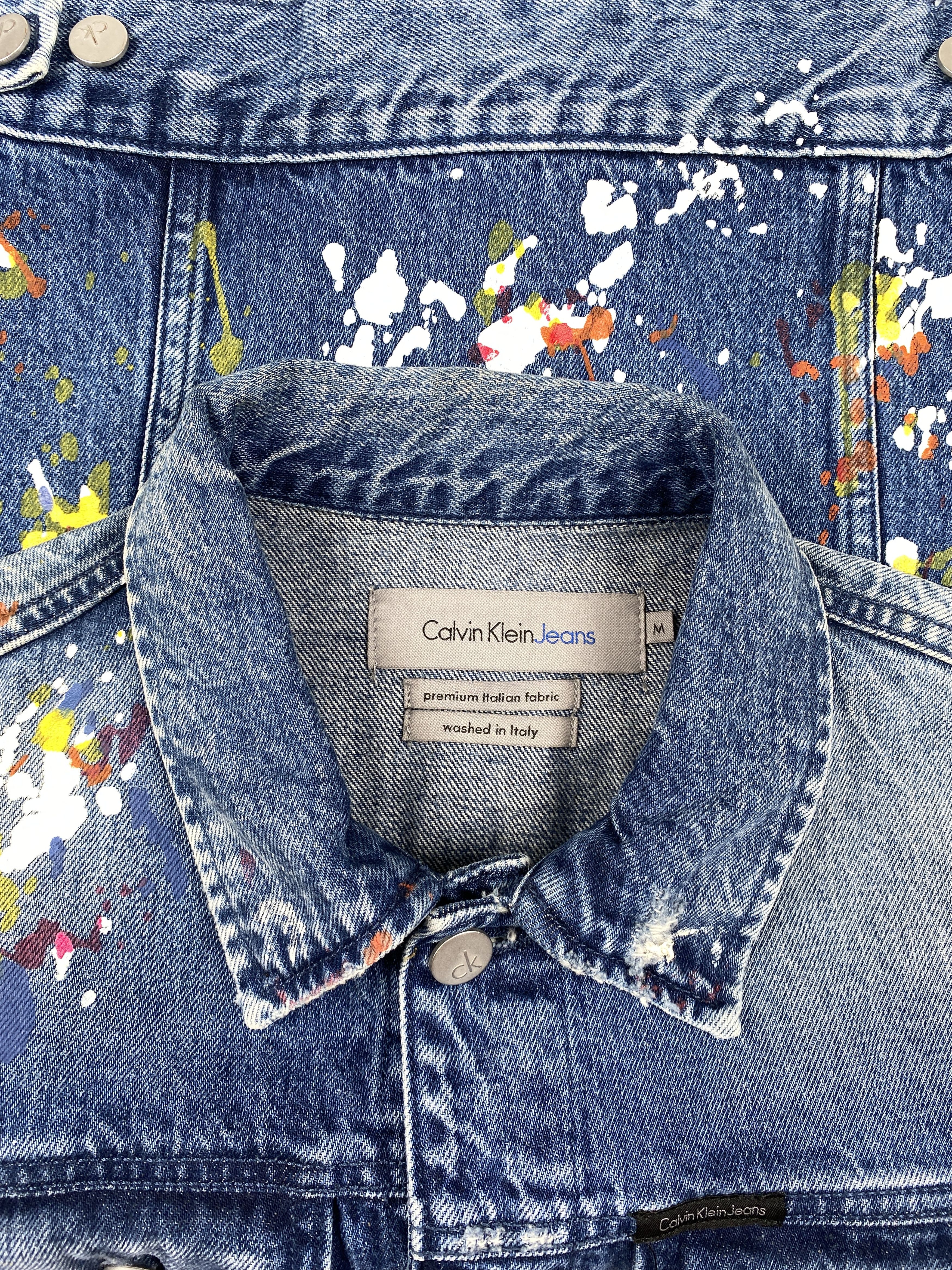 Calvin Klein Raf Simons 2014 Paint Splattered Denim Jacket Size US M / EU 48-50 / 2 - 12 Thumbnail