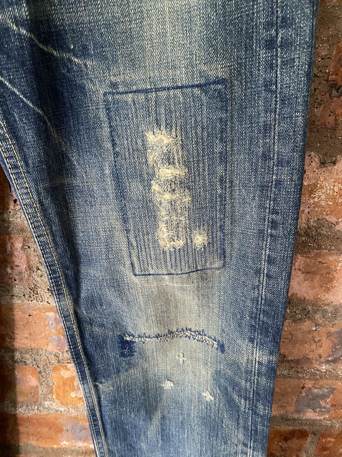 Kapital Vtg DMG Domino whisker patchwork distresses denim Size US 29 - 6 Thumbnail