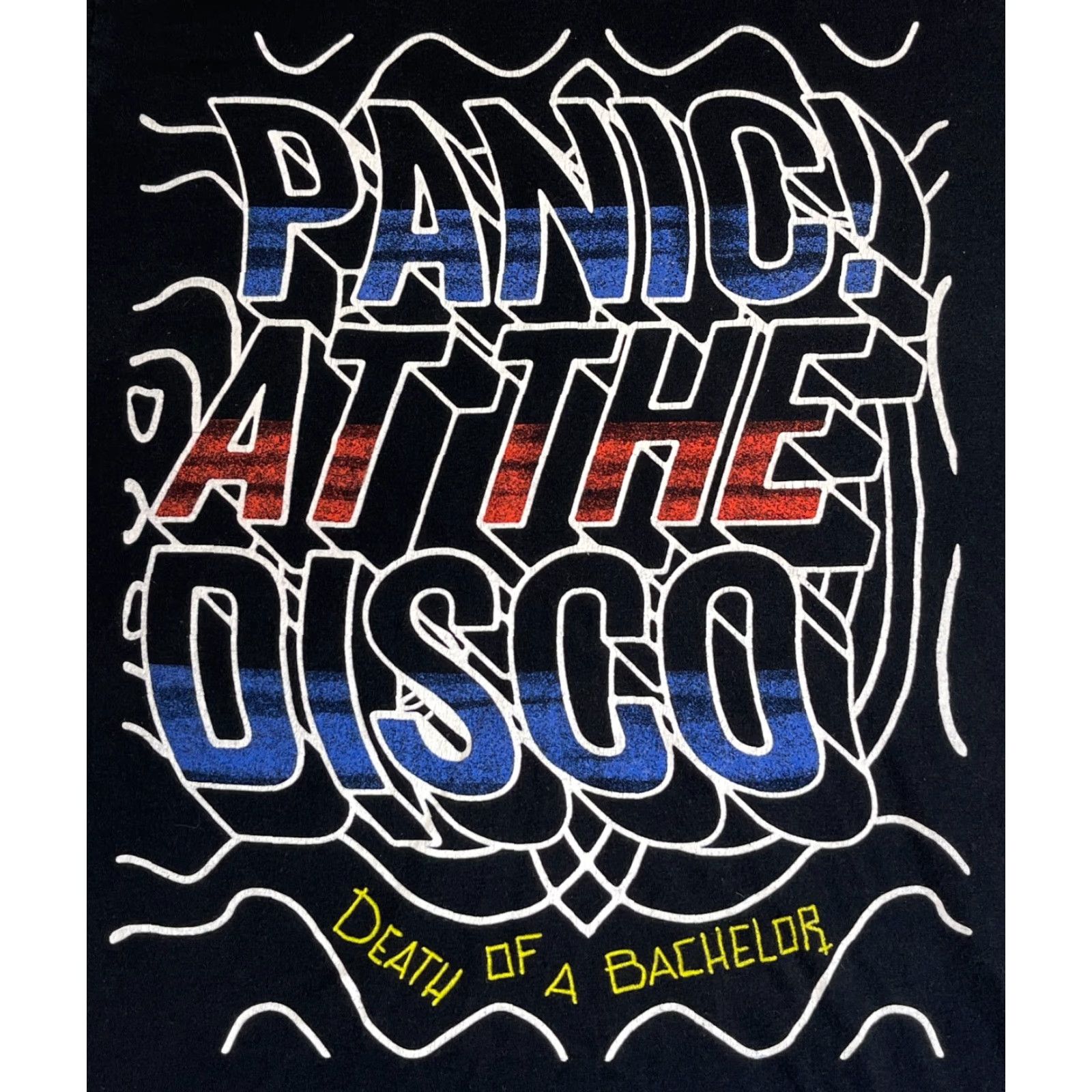 Vintage Panic At The Disco Death of a Bachelor T-Shirt Rock Band Sz M Shirt Mens Black 100% Cotton Short Sleeve Crew Neck Graphic Print Vintage? Size US M / EU 48-50 / 2 - 3 Thumbnail