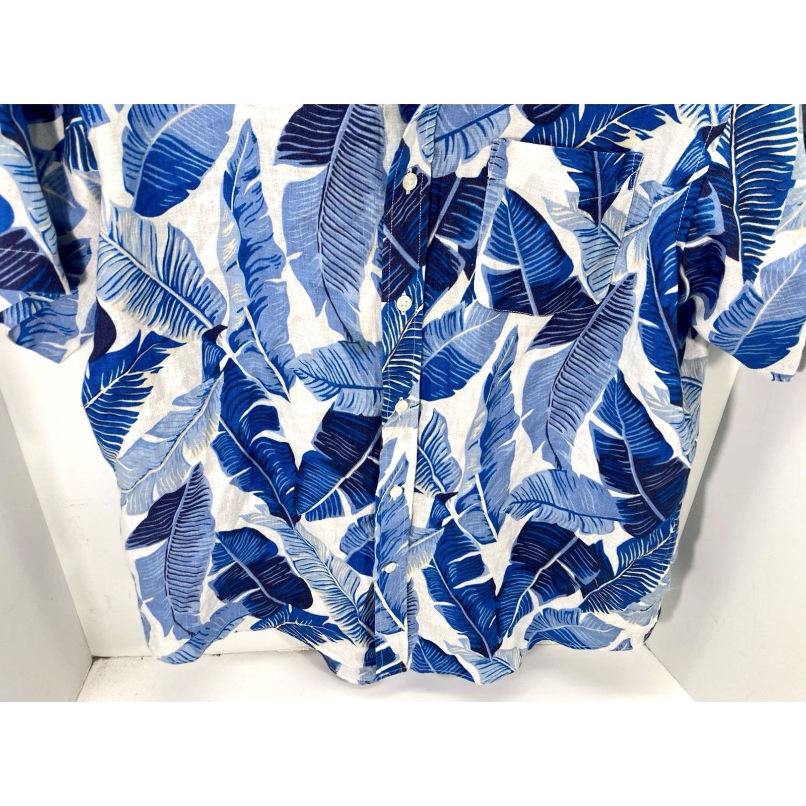 Lands' End Lands' End Linen Cabana Shirt Men M Blue Floral Short Sleeve Button-Up Size US M / EU 48-50 / 2 - 3 Thumbnail