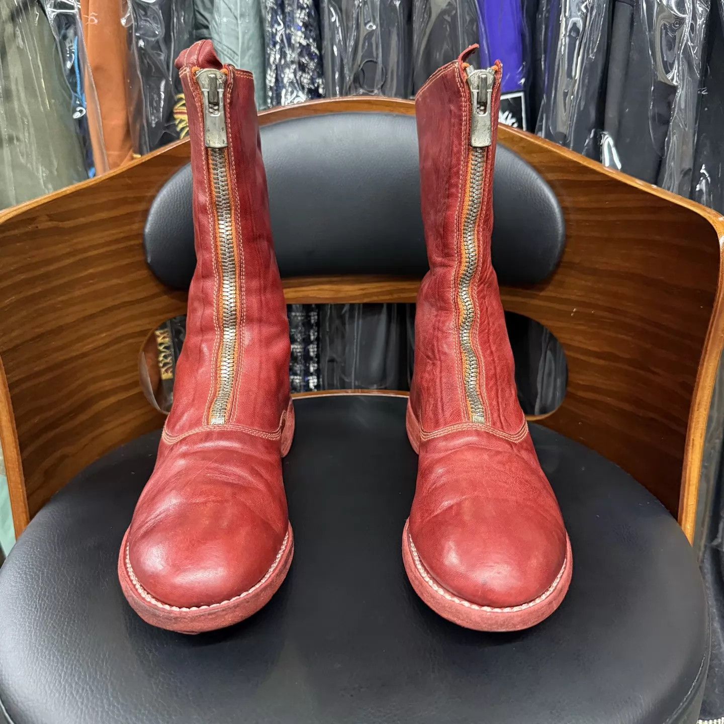 Guidi GuiDi 310 Red Calfskin Short Boots 38 Near Mint Size US 7.5 / IT 37.5 - 2 Thumbnail
