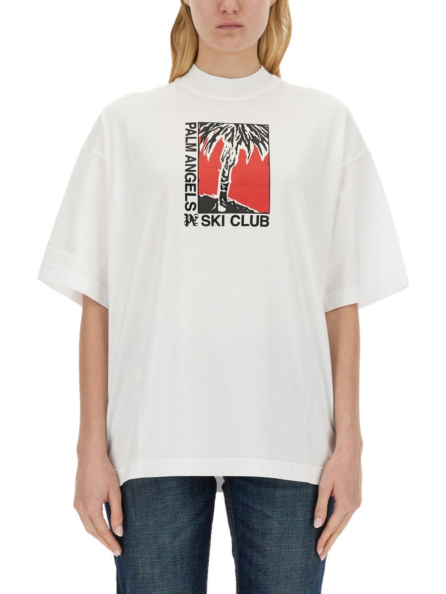 Palm Angels PALM ANGELS PALM SKI CLUB T-SHIRT - WHITE Size S / US 4 / IT 40 - 1 Thumbnail