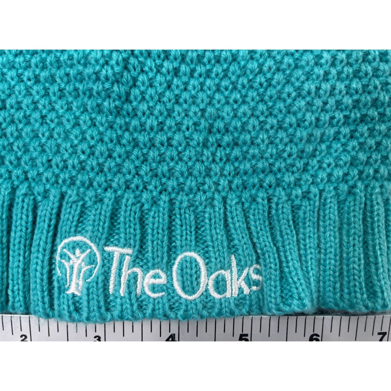 Vintage The Oaks Beanie Hat Adult One Size Turquoise Blue Knit Embroidered Acrylic Ski Beanie Unisex Mens Womens Boys Girls Fashion Ski Theme Vintage: No Size ONE SIZE - 2 Thumbnail