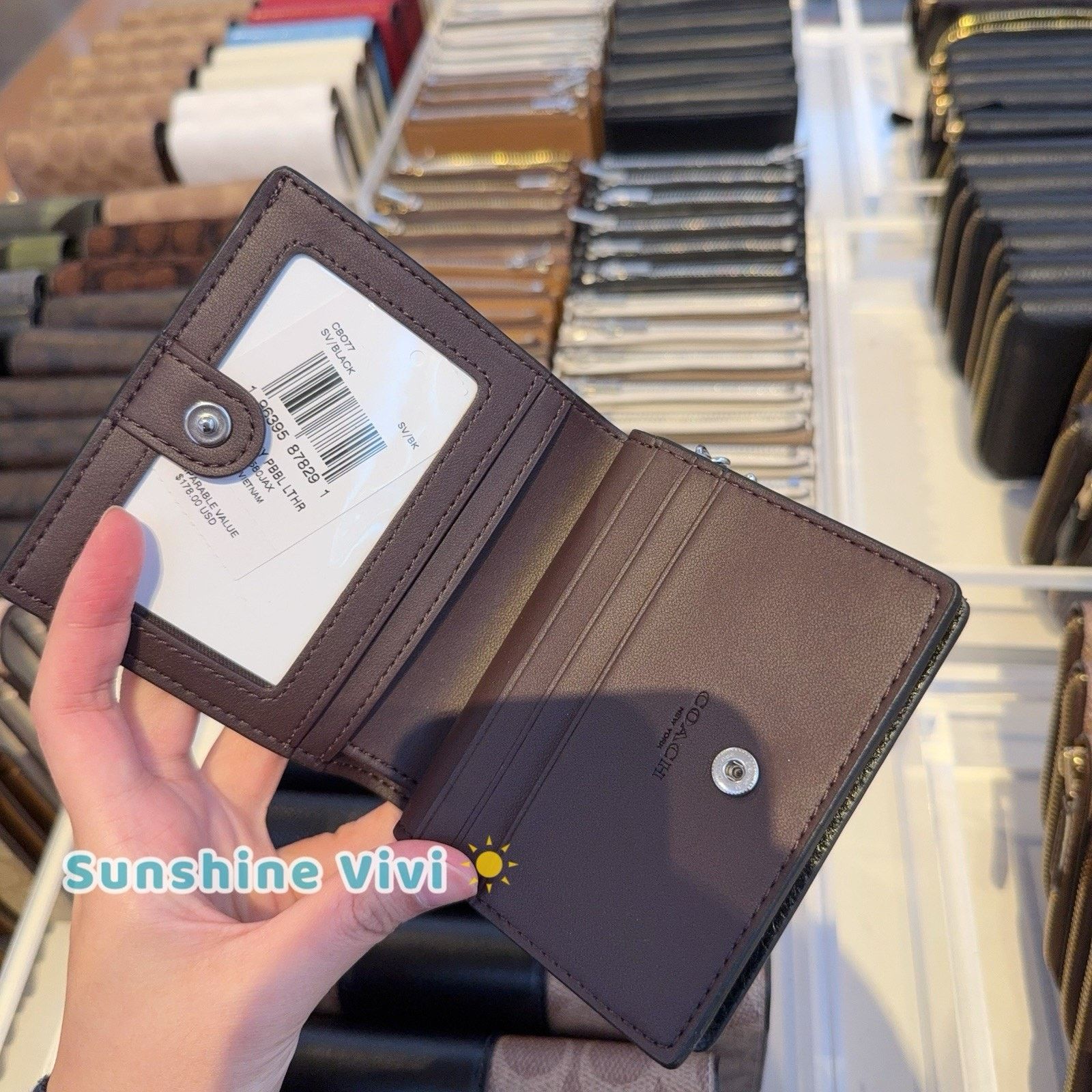 Coach NWT Coach Snap Wallet CBO77 Gold/Black Shiny Pebble Leather Size ONE SIZE - 3 Thumbnail