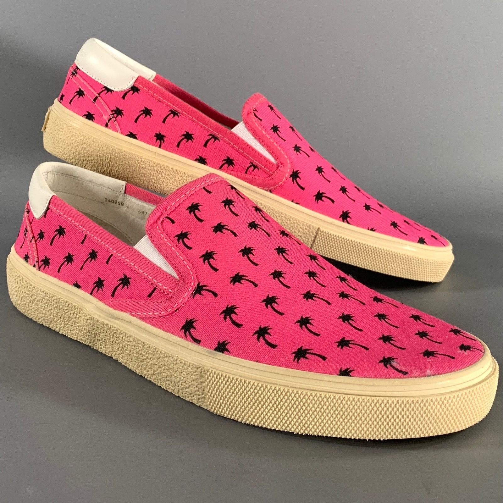 Saint Laurent Paris SAINT LAURENT Pink Black Palms Canvas Slip On Sneakers Size US 9.5 / EU 42-43 - 1 Thumbnail