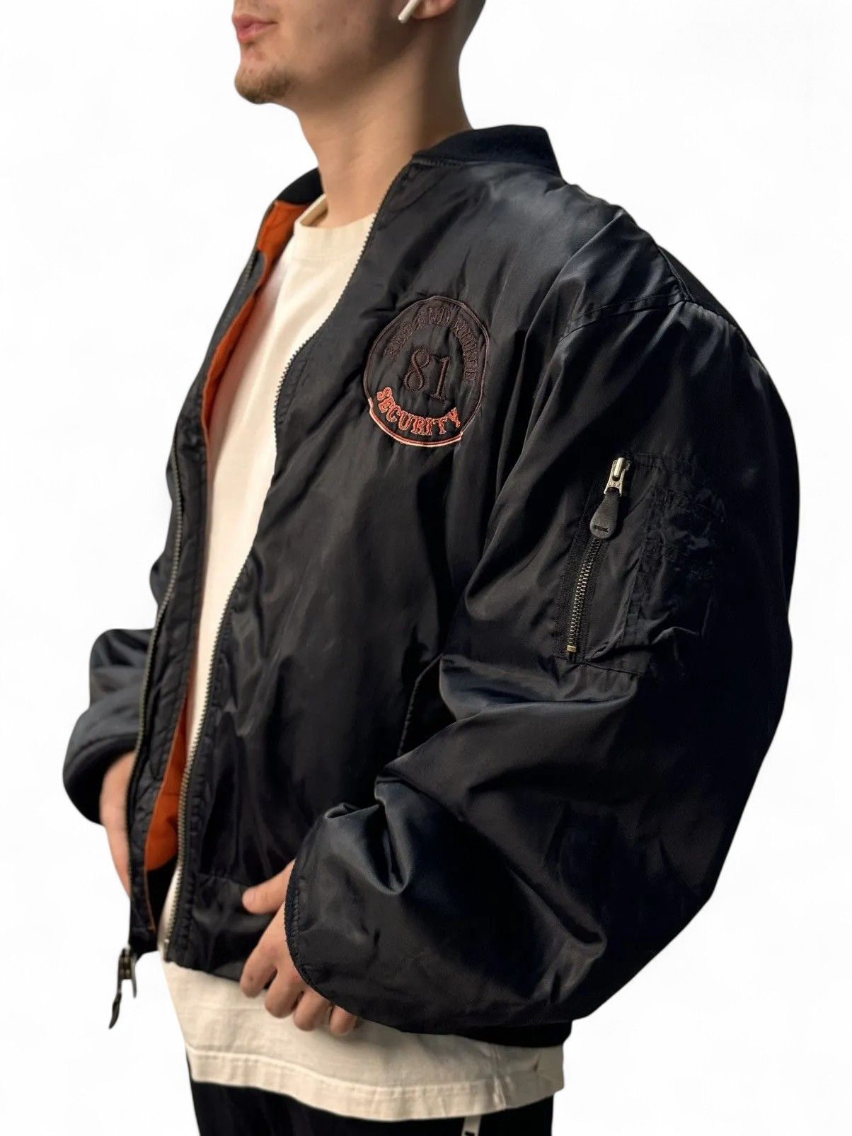 Vintage Okamoto Security Industries MA-1 Bomber Jacket Faded