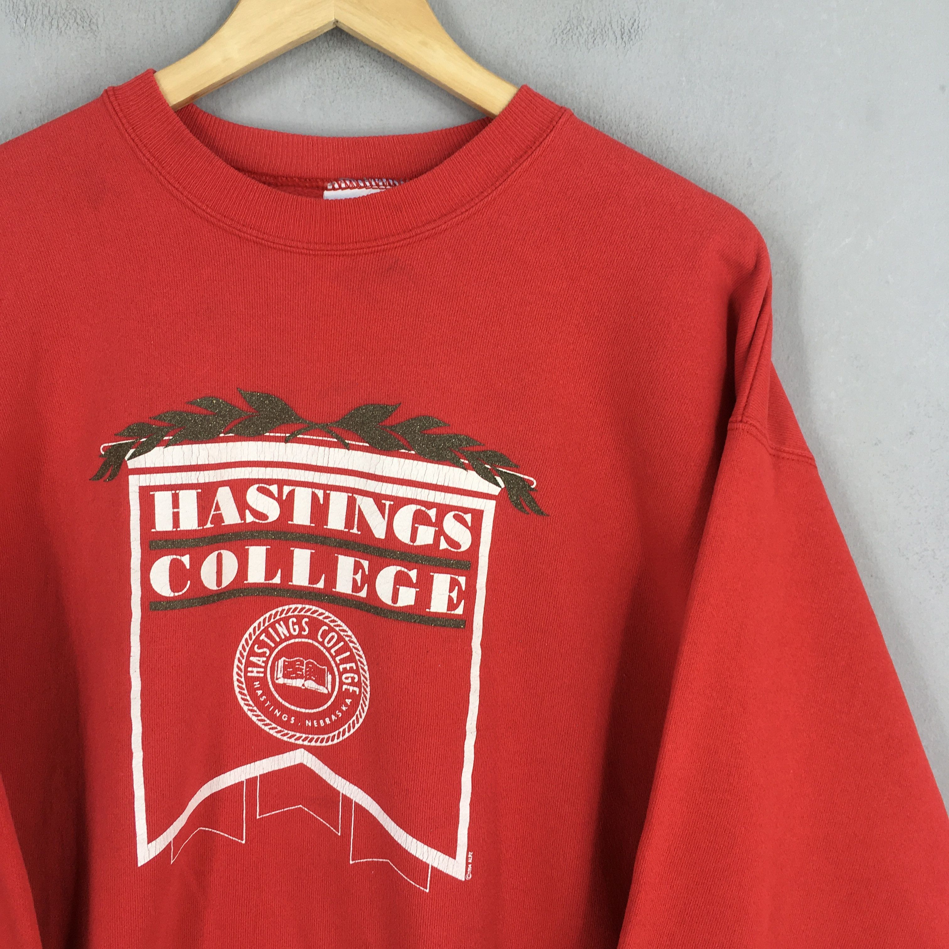 NCAA Vintage 90s Hastings College Red Sweatshirt Large Size US L / EU 52-54 / 3 - 2 Thumbnail