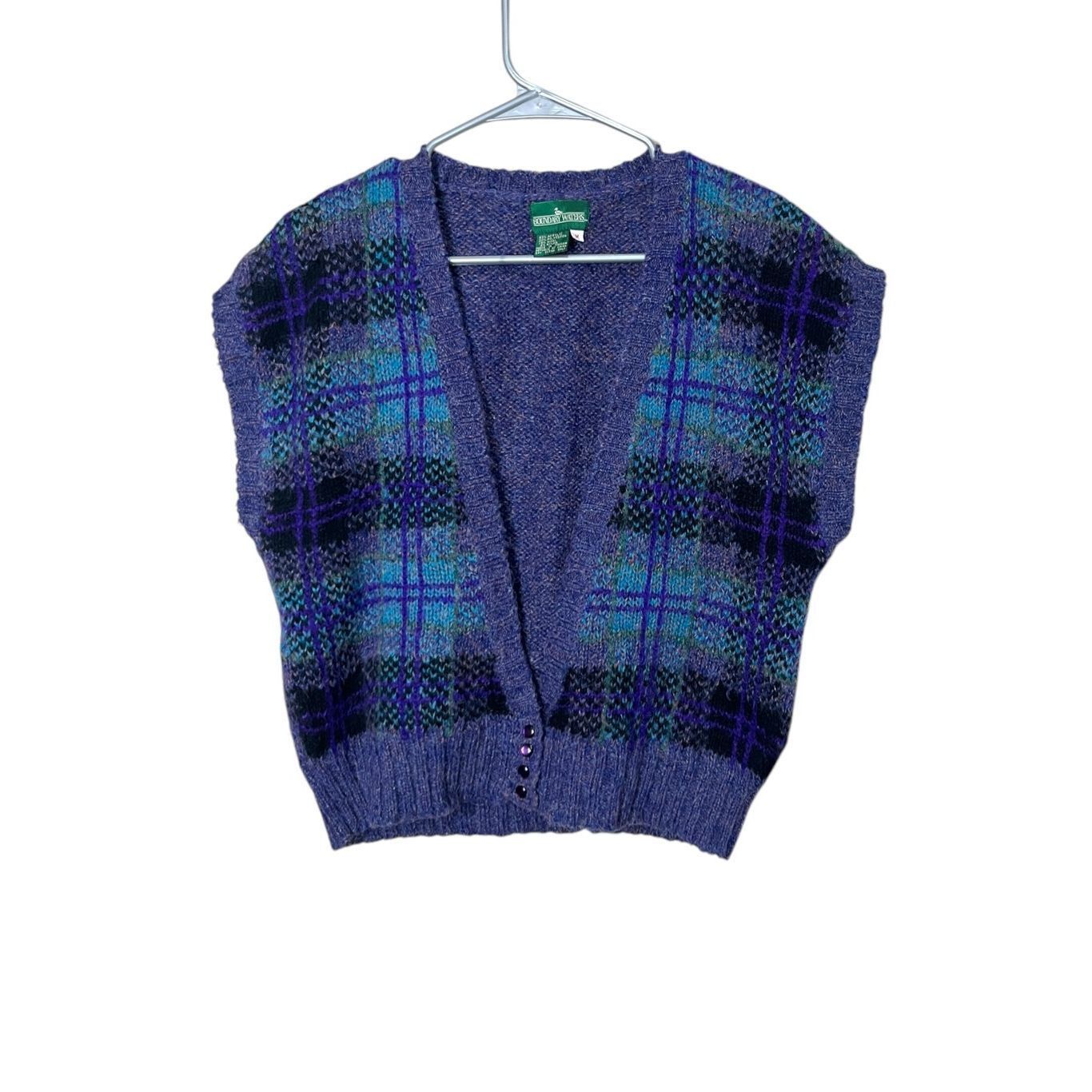 Other Vintage Boundary Waters Sweater Vest Cardigan Purple/blue Plaid Wool Blend M Size M / US 6-8 / IT 42-44 - 1 Thumbnail
