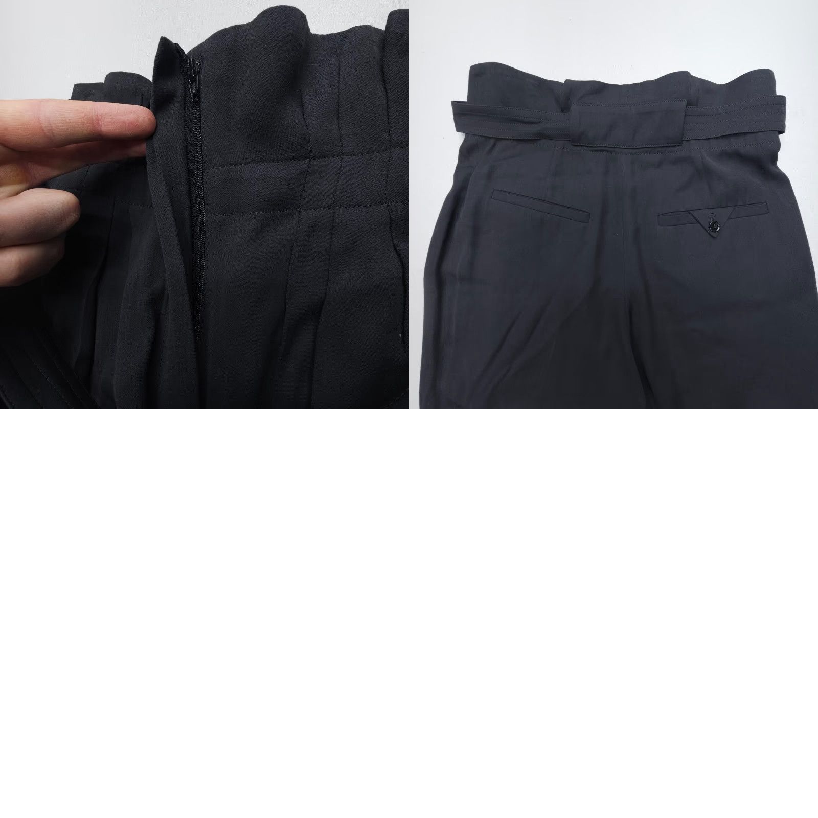 Vintage VINTAGE Sonia Rykiel Paris Belted High Rise Pleated Trousers Pants Women 31 in Black 90s Size ONE SIZE - 9 Thumbnail