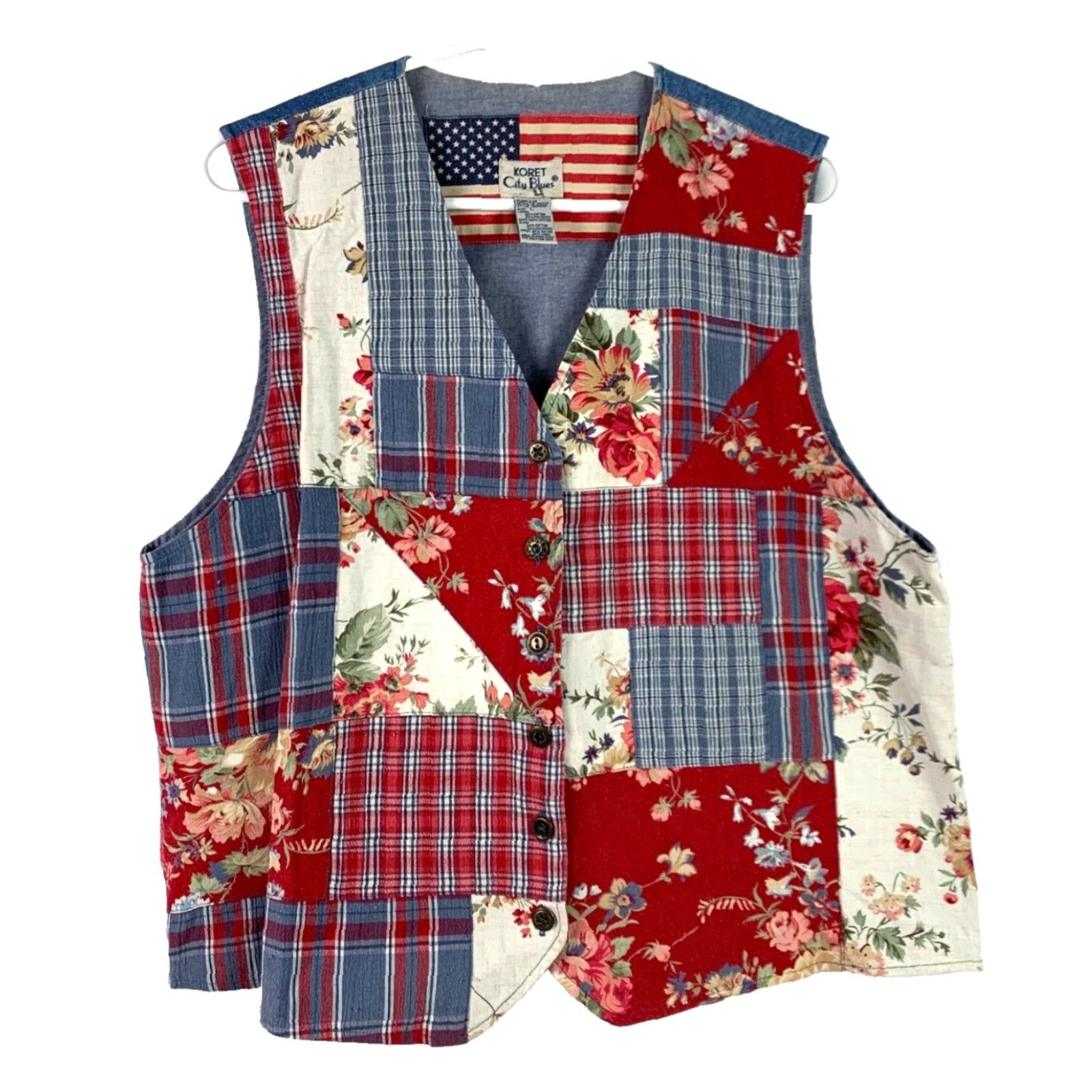 Vintage VINTAGE Koret City Blues Denim Vest Boho Patchwork Quilted Large Size L / US 10 / IT 46 - 2 Thumbnail