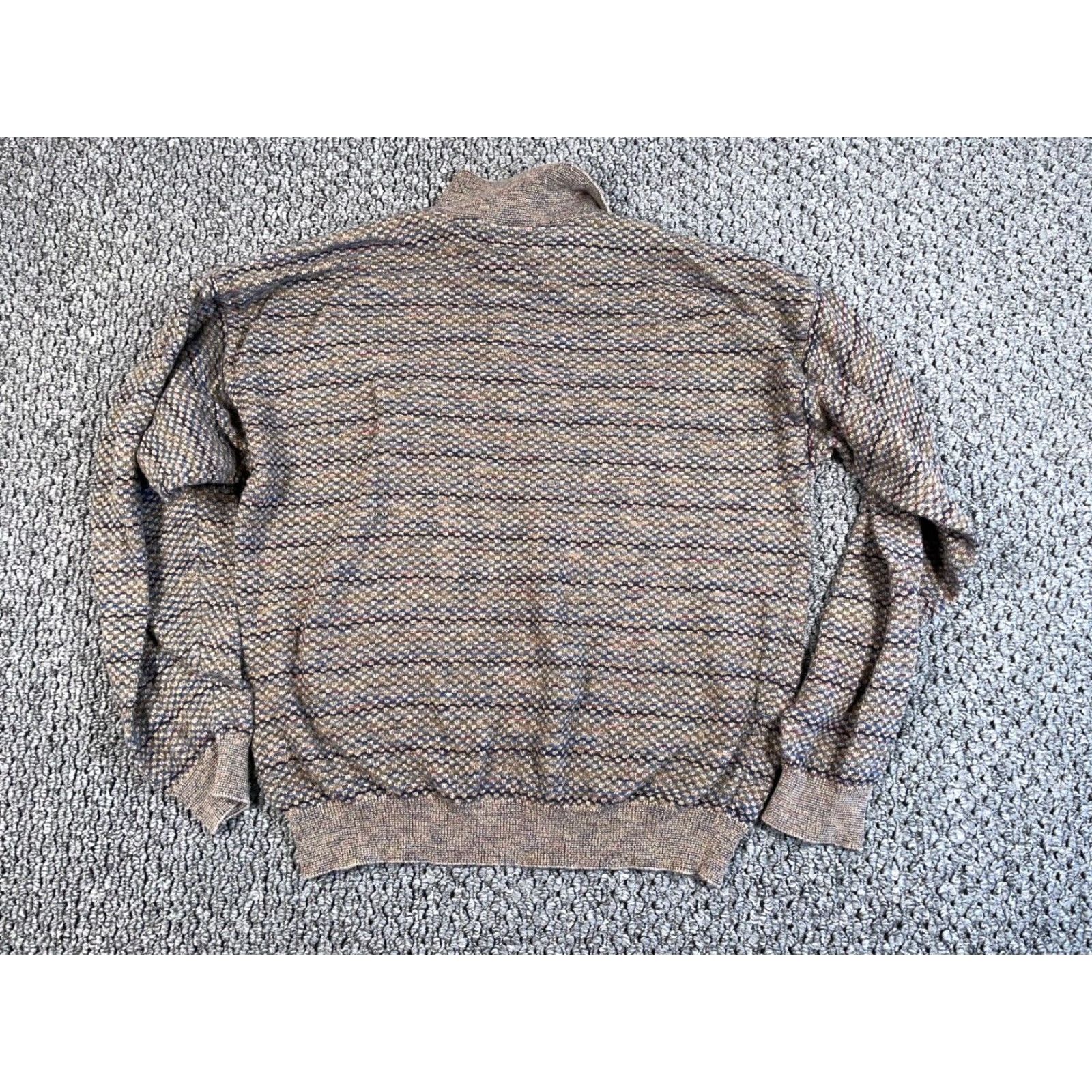 Vintage VINTAGE Sweater Collared Textured Striped Knit San Mateo Tag XL Beige Men 90s Retro Mens Size US XL / EU 56 / 4 - 2 Thumbnail