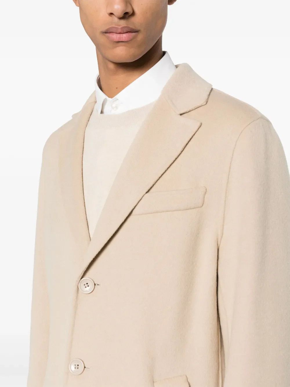 Other Paltò Mens Cream Geraldo Single Breasted Coat Size US L / EU 52-54 / 3 - 1 Thumbnail