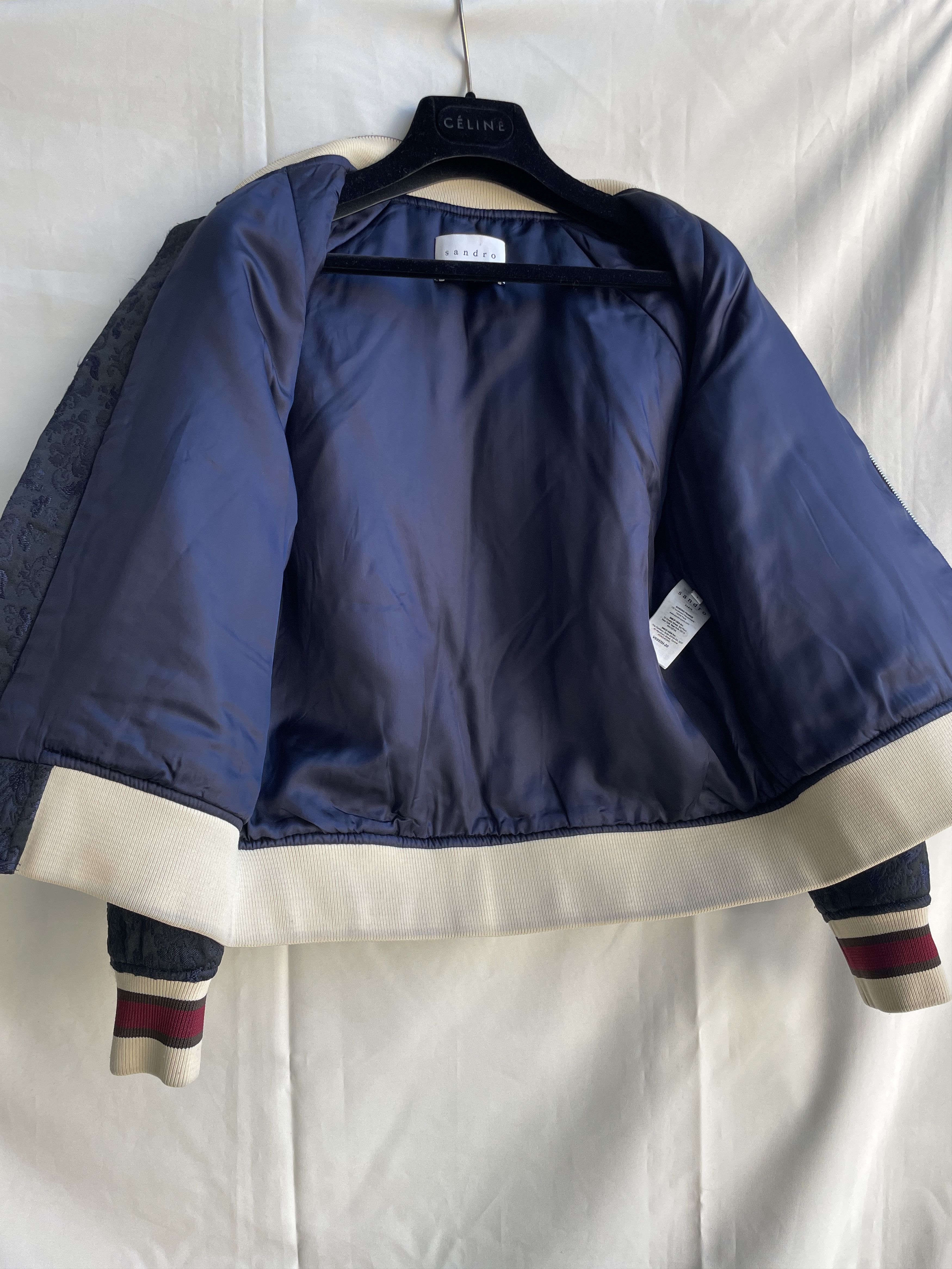 Sandro Sandro Womens Embroidered Patch Jacquard Bomber Size S / US 4 / IT 40 - 3 Thumbnail