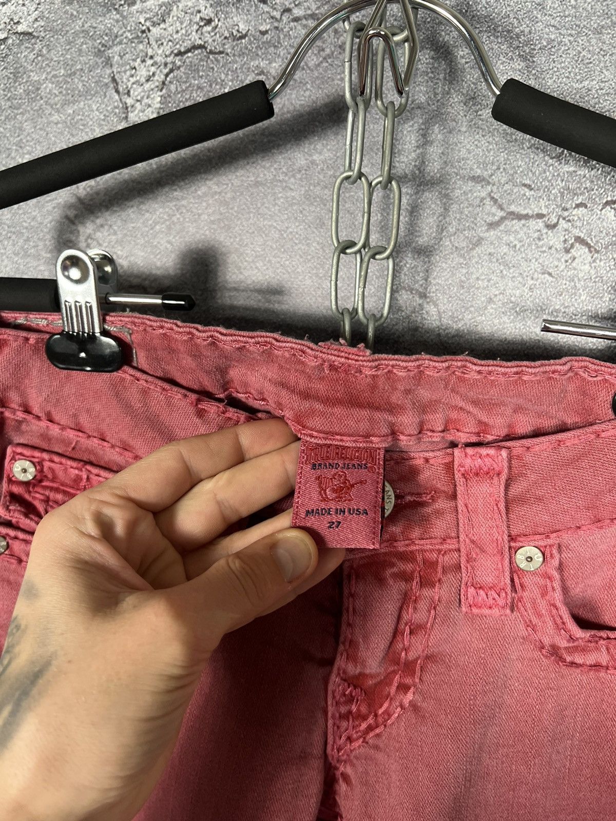 True Religion Vintage True Religion Flare Billy Super T Pink Jeans Size 27" / US 4 / IT 40 - 7 Thumbnail